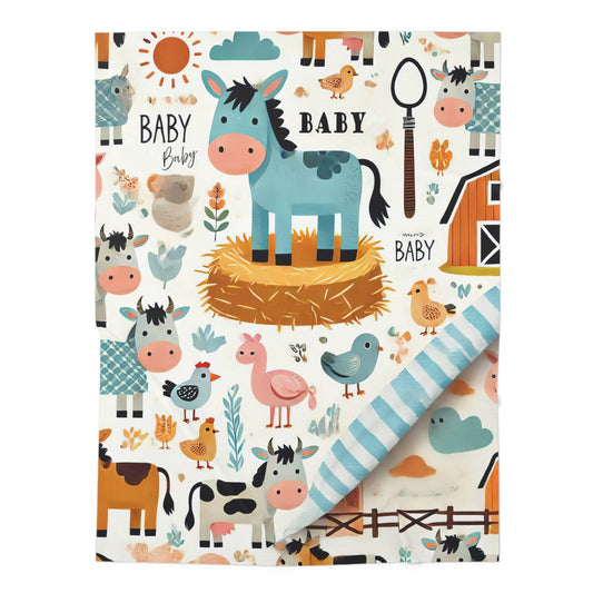 Swaddle Blanket, Farm Animals Themed Unisex, Baby Wrap, Nursery Bedding, Baby Shower Gift, Newborn Essential - Little Flower Farm