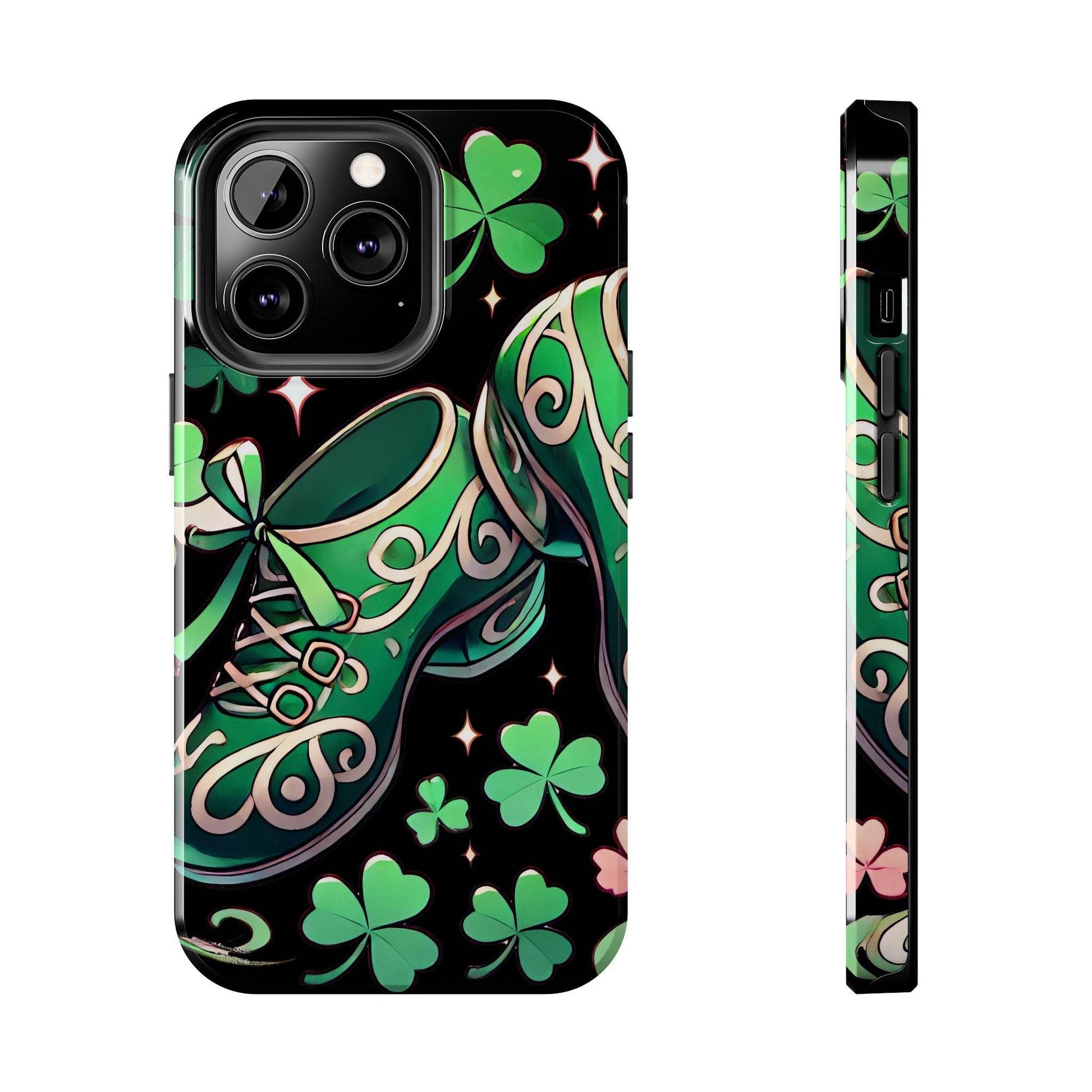 Irish Dance Shoe Tough Phone Case - St. Patrick's Day Gift, Protective Cover, Irish Dance Lover Phone Accessory, Celtic Dance Shoes Case - Little Flower Farm