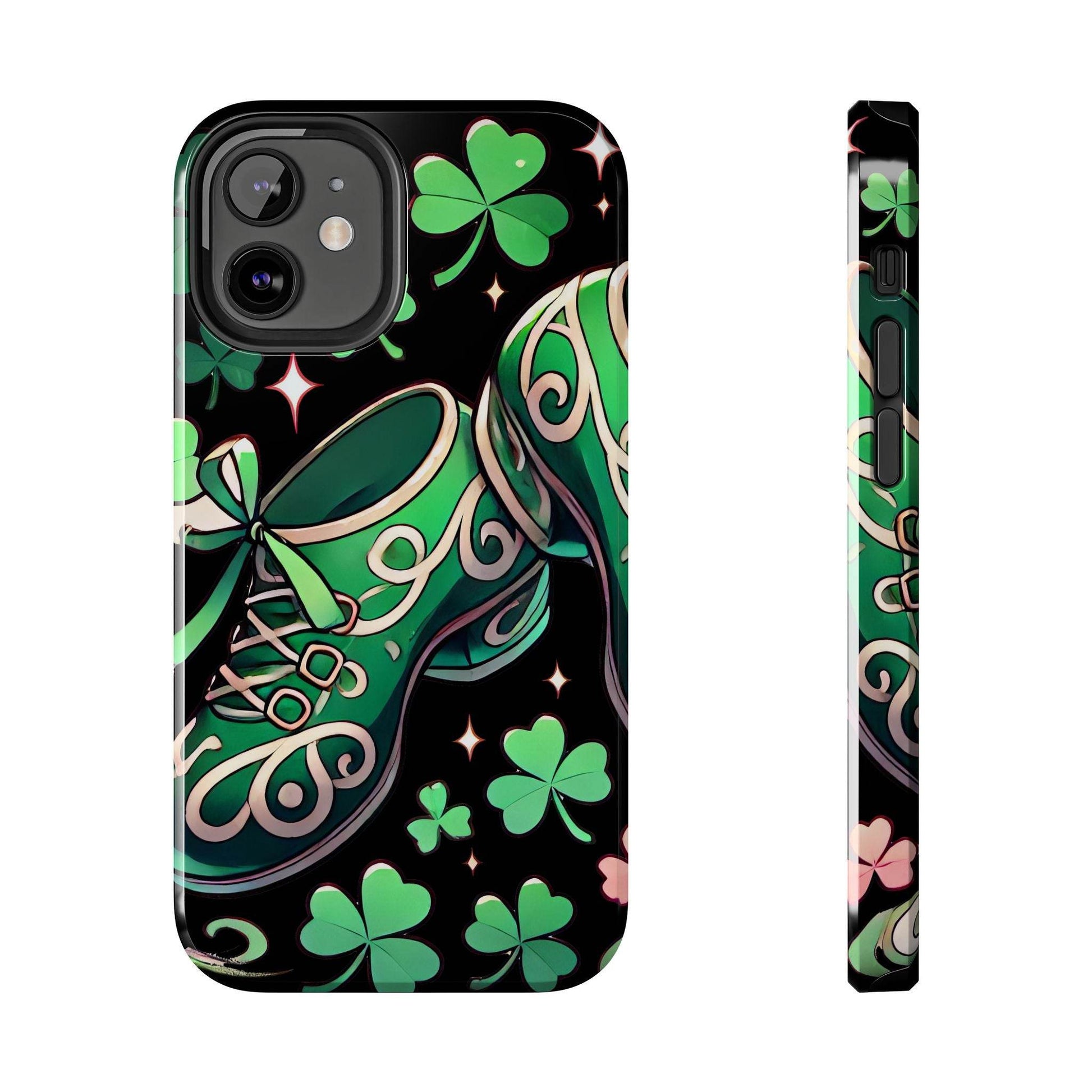 Irish Dance Shoe Tough Phone Case - St. Patrick's Day Gift, Protective Cover, Irish Dance Lover Phone Accessory, Celtic Dance Shoes Case - Little Flower Farm