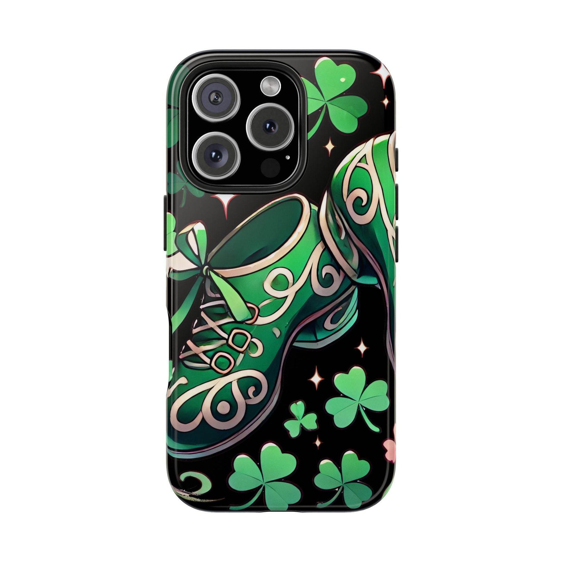 Irish Dance Shoe Tough Phone Case - St. Patrick's Day Gift, Protective Cover, Irish Dance Lover Phone Accessory, Celtic Dance Shoes Case - Little Flower Farm