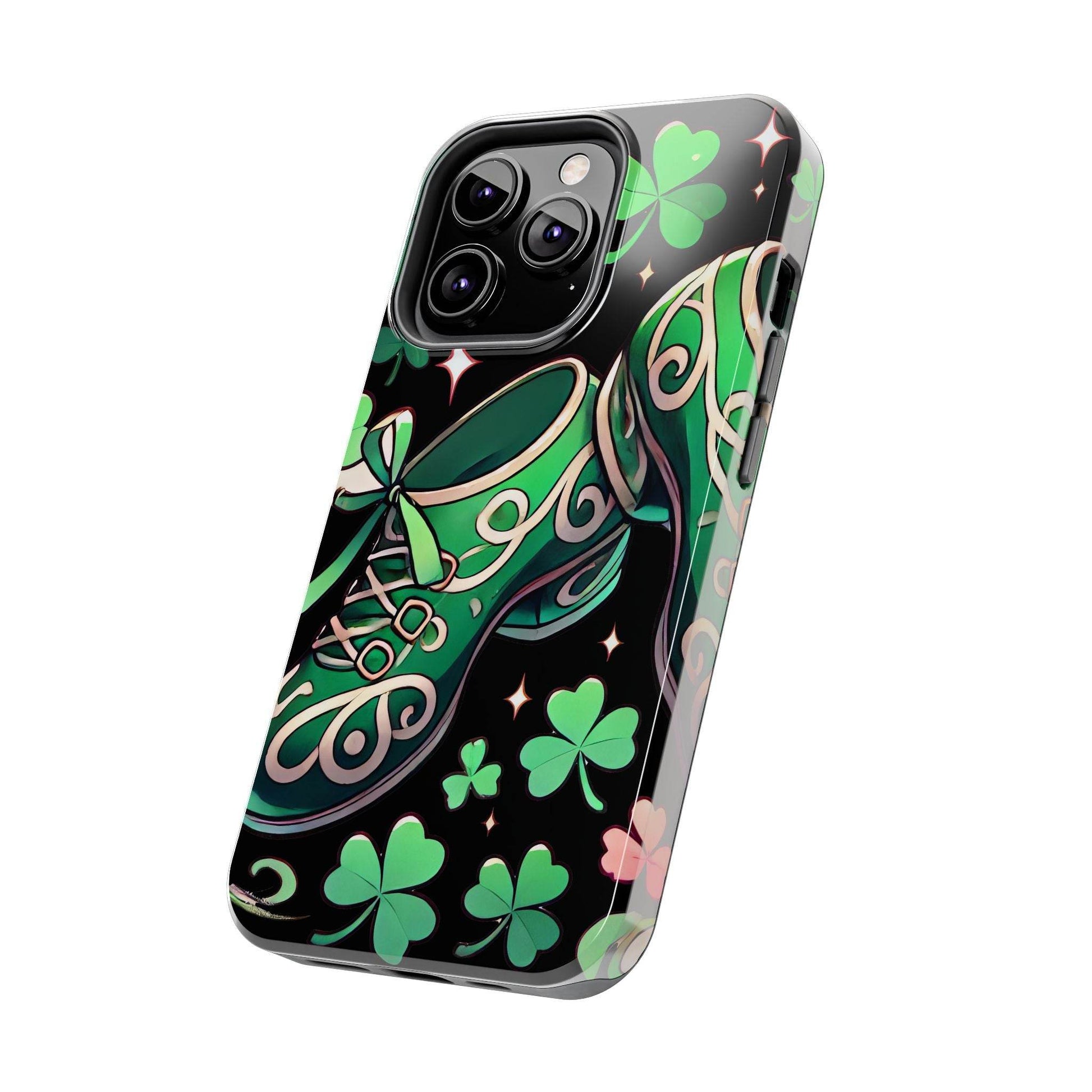 Irish Dance Shoe Tough Phone Case - St. Patrick's Day Gift, Protective Cover, Irish Dance Lover Phone Accessory, Celtic Dance Shoes Case - Little Flower Farm