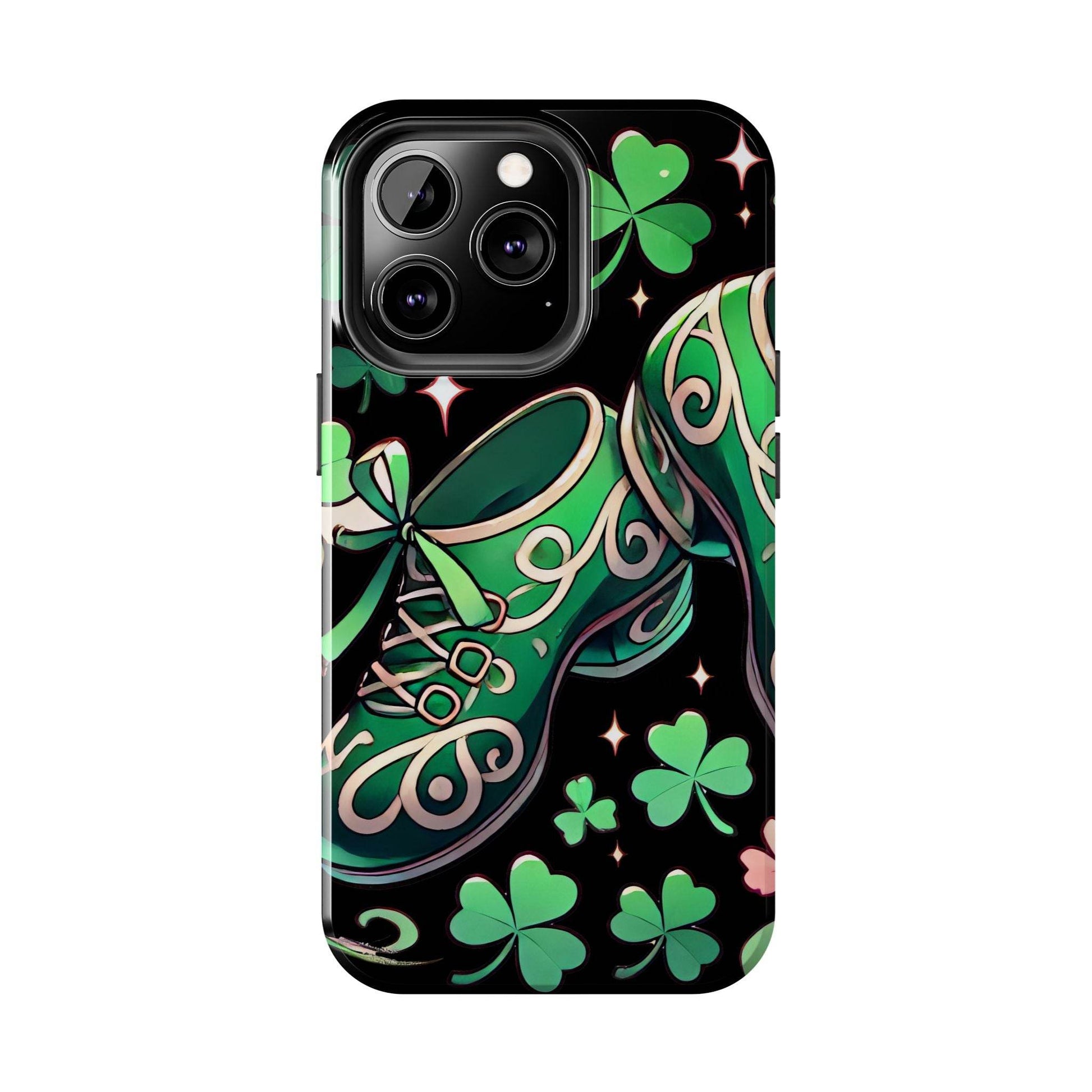 Irish Dance Shoe Tough Phone Case - St. Patrick's Day Gift, Protective Cover, Irish Dance Lover Phone Accessory, Celtic Dance Shoes Case - Little Flower Farm