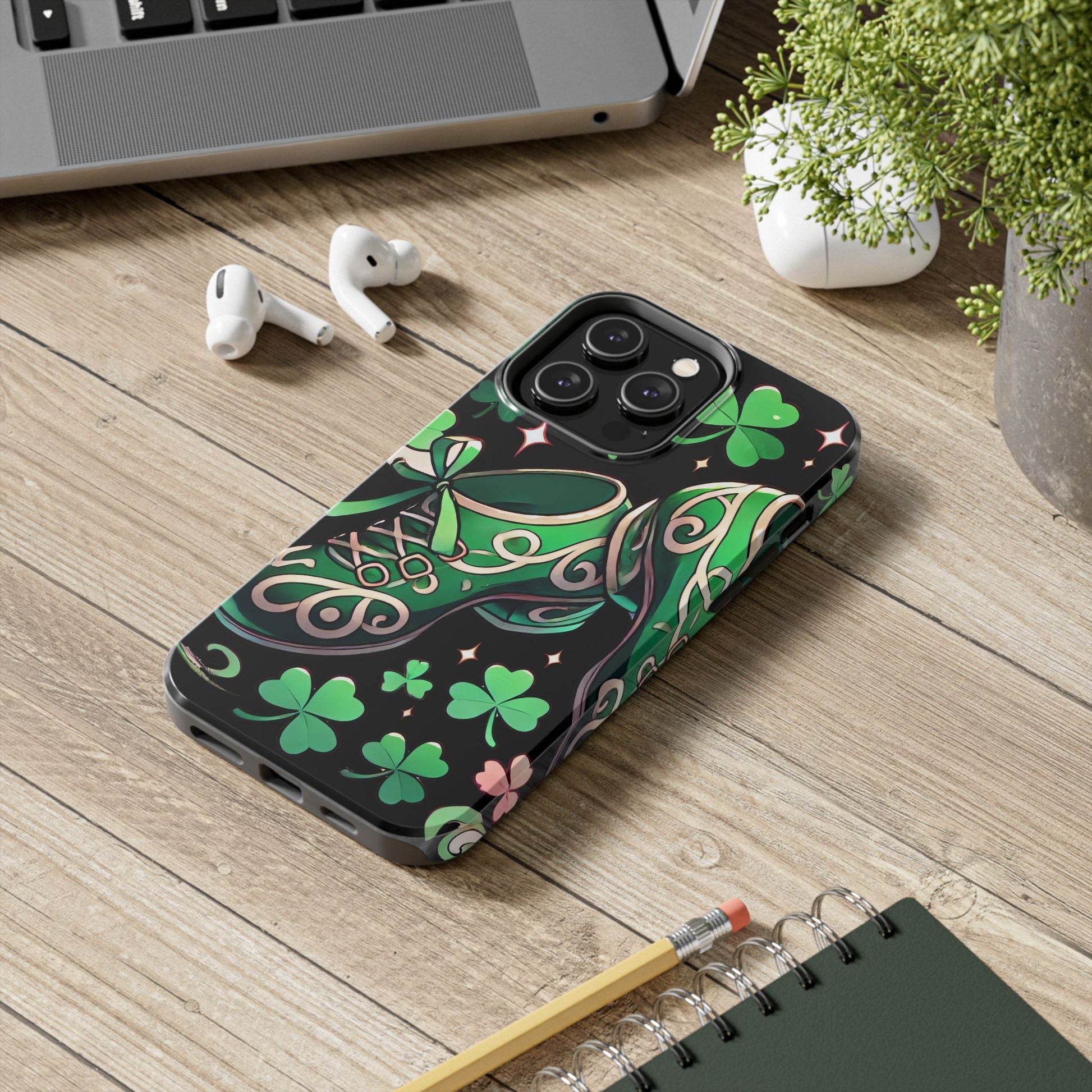 Irish Dance Shoe Tough Phone Case - St. Patrick's Day Gift, Protective Cover, Irish Dance Lover Phone Accessory, Celtic Dance Shoes Case - Little Flower Farm