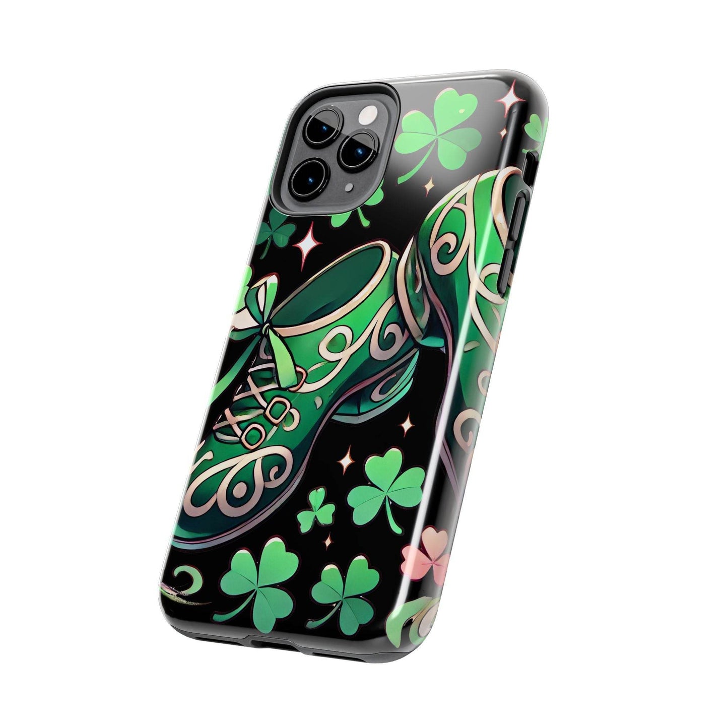 Irish Dance Shoe Tough Phone Case - St. Patrick's Day Gift, Protective Cover, Irish Dance Lover Phone Accessory, Celtic Dance Shoes Case - Little Flower Farm