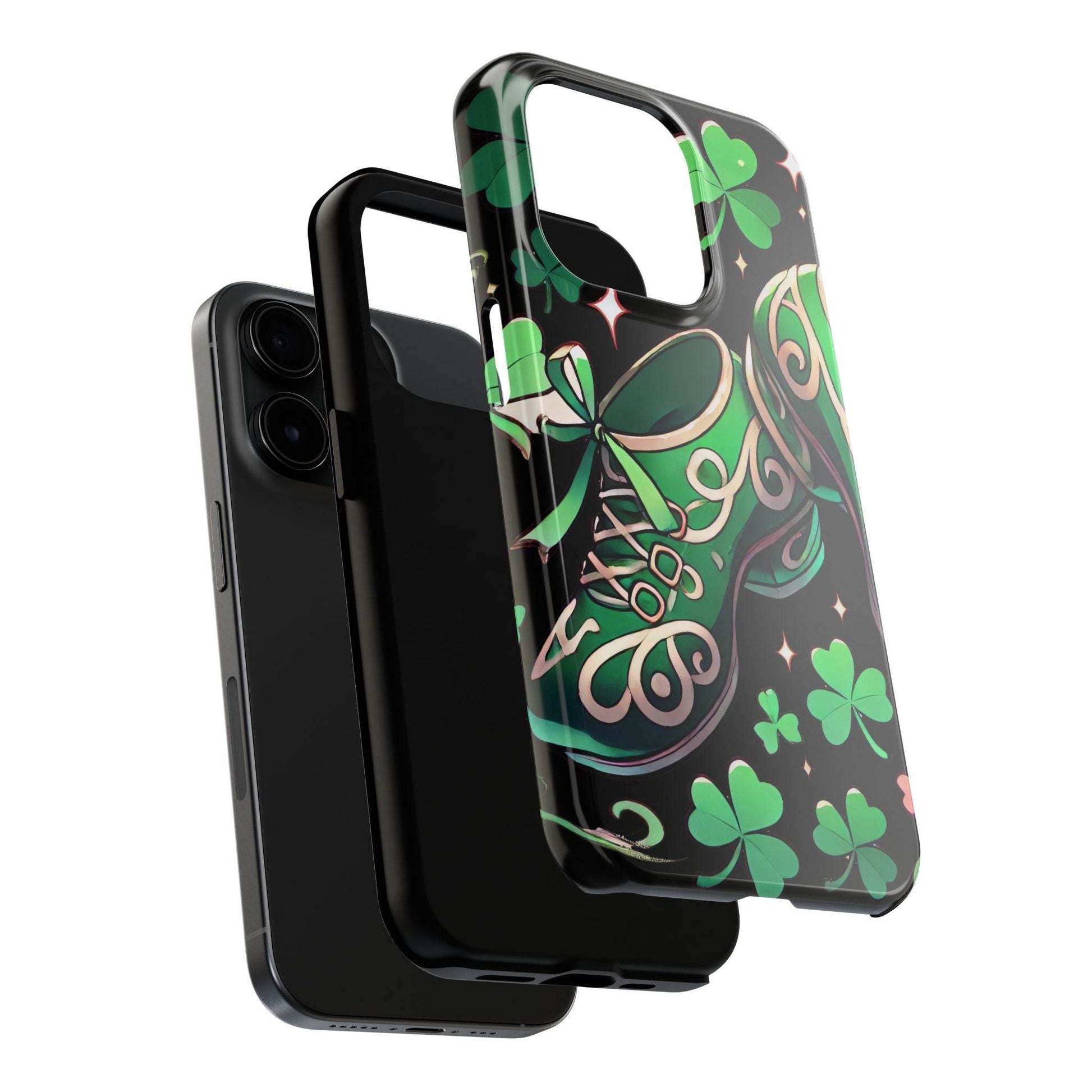 Irish Dance Shoe Tough Phone Case - St. Patrick's Day Gift, Protective Cover, Irish Dance Lover Phone Accessory, Celtic Dance Shoes Case - Little Flower Farm