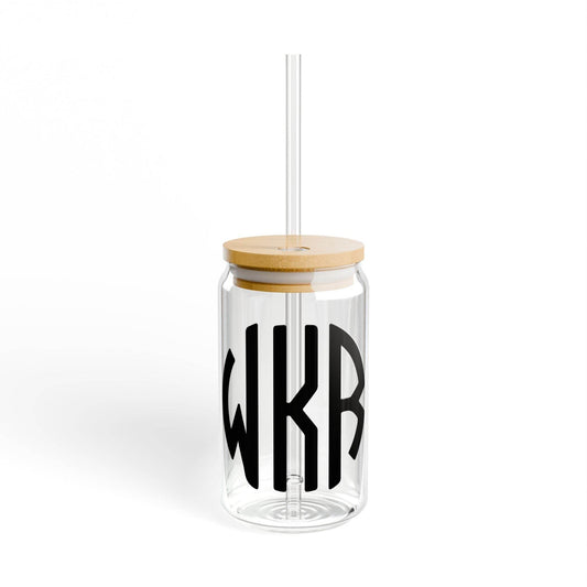 Monogram Sipper Glass, Personalized Drinkware, Custom Initials Tumbler, Engraved Wine Cup, Gift for Wine Lover, 16oz Glassware - Little Flower Farm