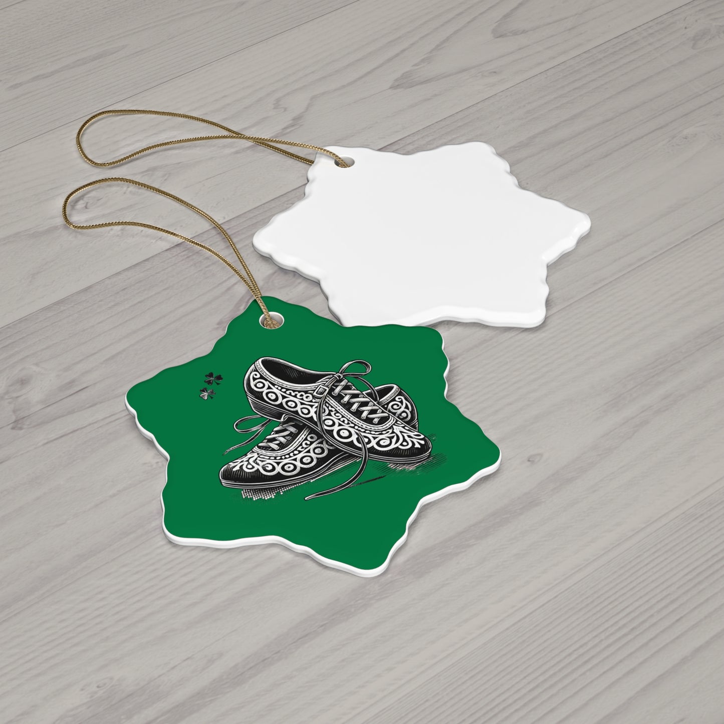 Irish Dance Shoe Themed Ceramic Ornament, 4 Shapes