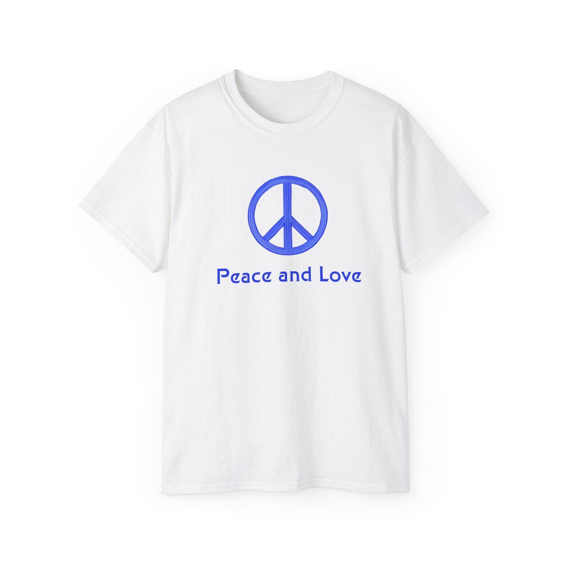 Peace and Love Ladies' 100% Cotton T-Shirt, Global Peace Tee, No Fighting Shirt, Peace Symbol Top, V-Neck Peace Typography Tee - Little Flower Farm