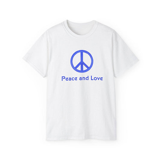 Peace and Love Ladies' 100% Cotton T-Shirt, Global Peace Tee, No Fighting Shirt, Peace Symbol Top, V-Neck Peace Typography Tee - Little Flower Farm