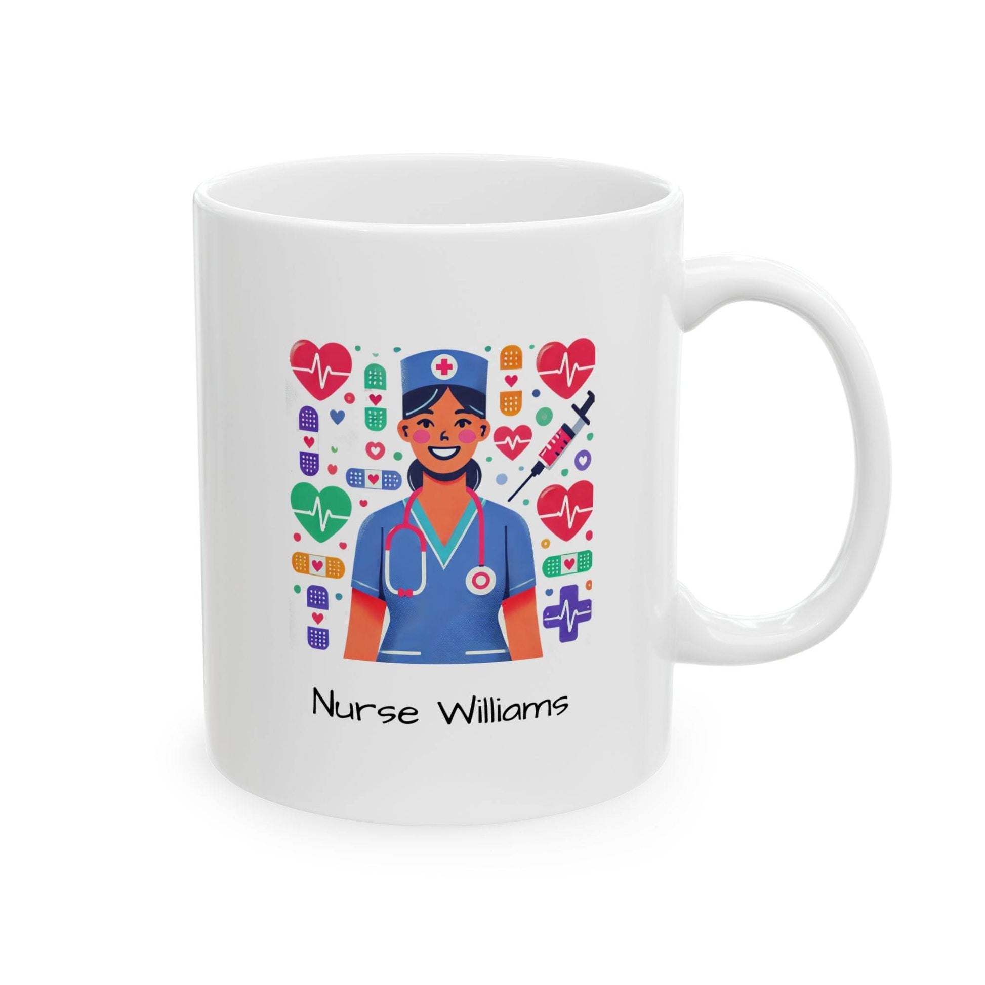 Nurse RN LPN Custom Coffee Cup, Personalized Ceramic Mug, (11oz) - Gift for Nurses, Coffee Lover, Birthday, Graduation, Christmas - Little Flower Farm