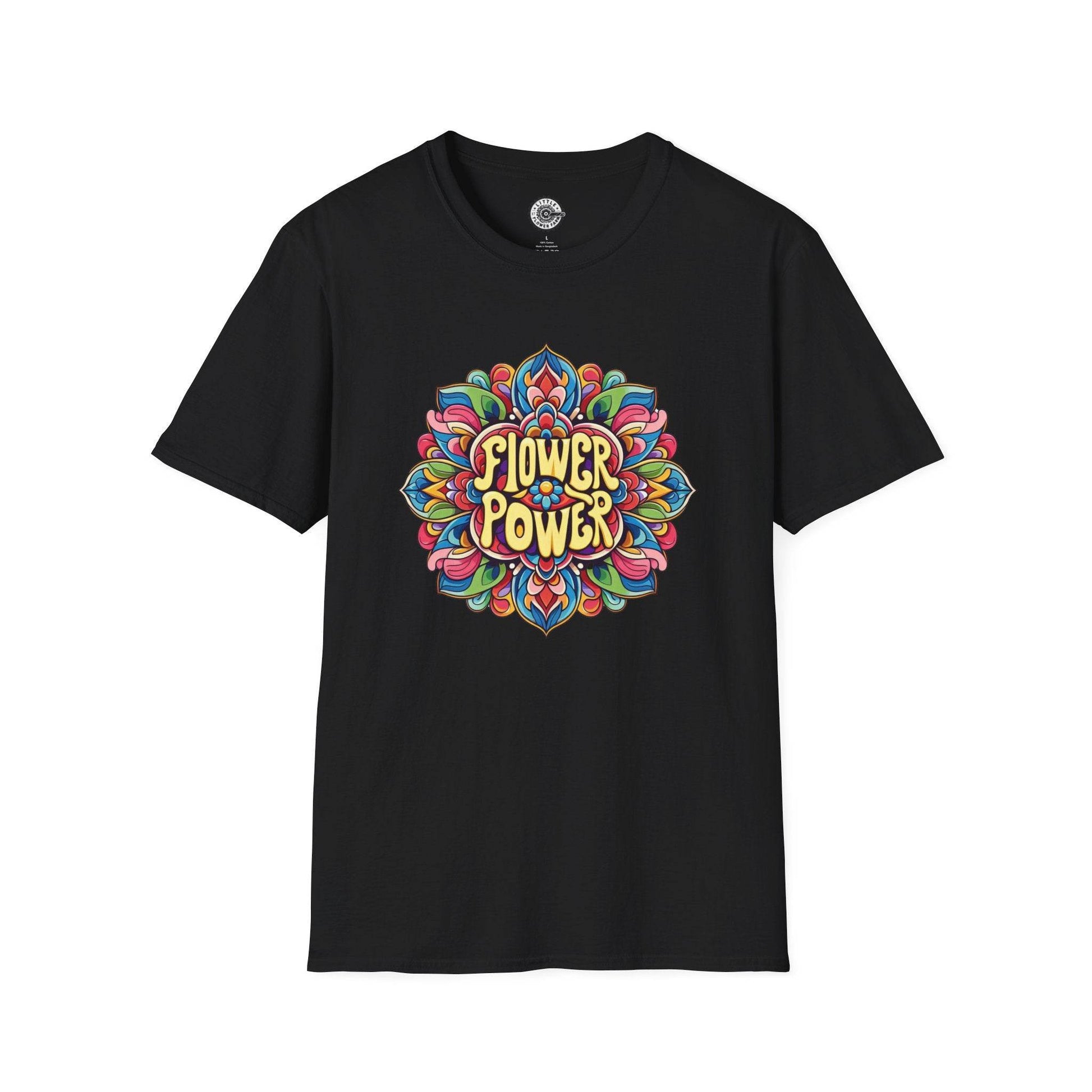 Flower Power Unisex T-Shirt, Floral Print Tee, Hippie Style Shirt, Soft Cotton Top, Boho Chic Fashion - Little Flower Farm