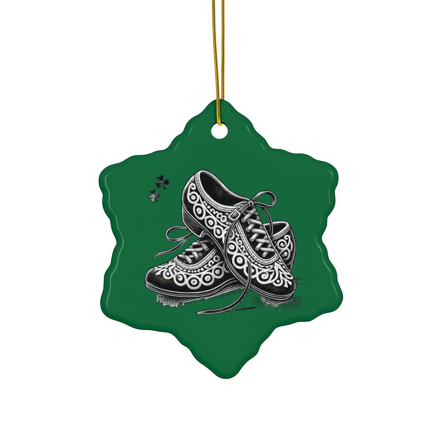 Irish Dance Shoe Themed Ceramic Ornament, 4 Shapes