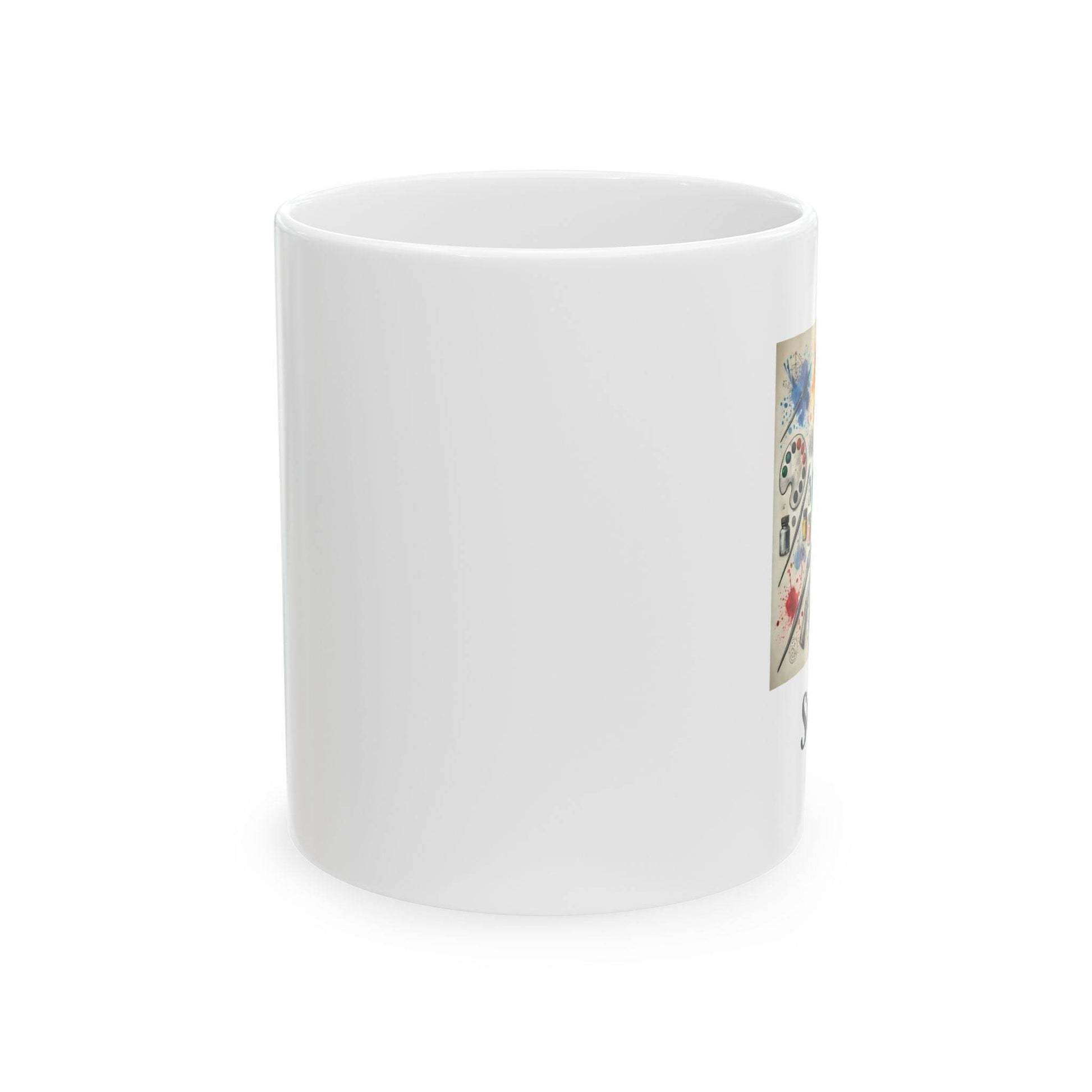 Artist Painter Custom Coffee Cup, Personalized Ceramic Mug, (11oz) - Gift for Watercolor, Oil Painters, Artists, Designers - Little Flower Farm