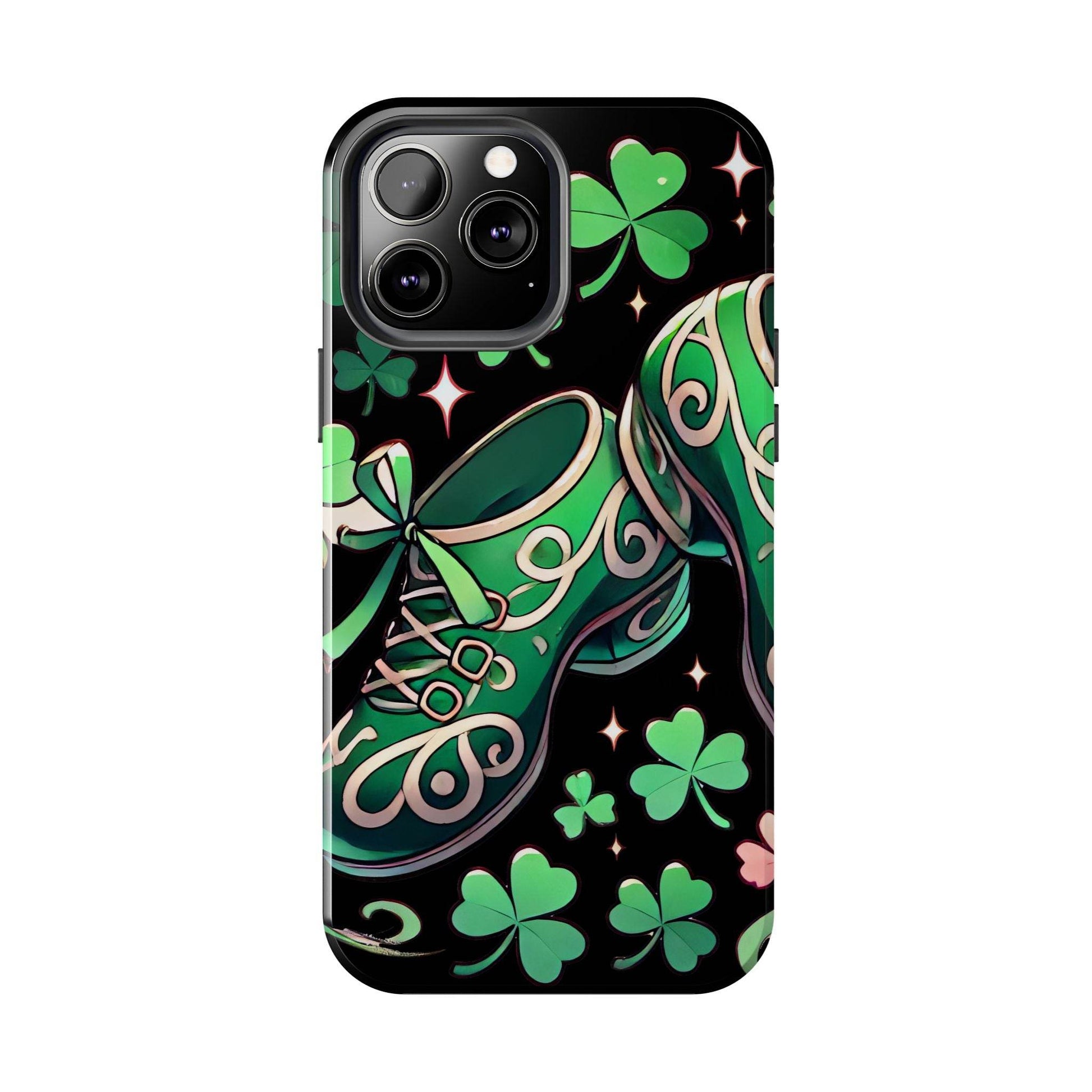 Irish Dance Shoe Tough Phone Case - St. Patrick's Day Gift, Protective Cover, Irish Dance Lover Phone Accessory, Celtic Dance Shoes Case - Little Flower Farm