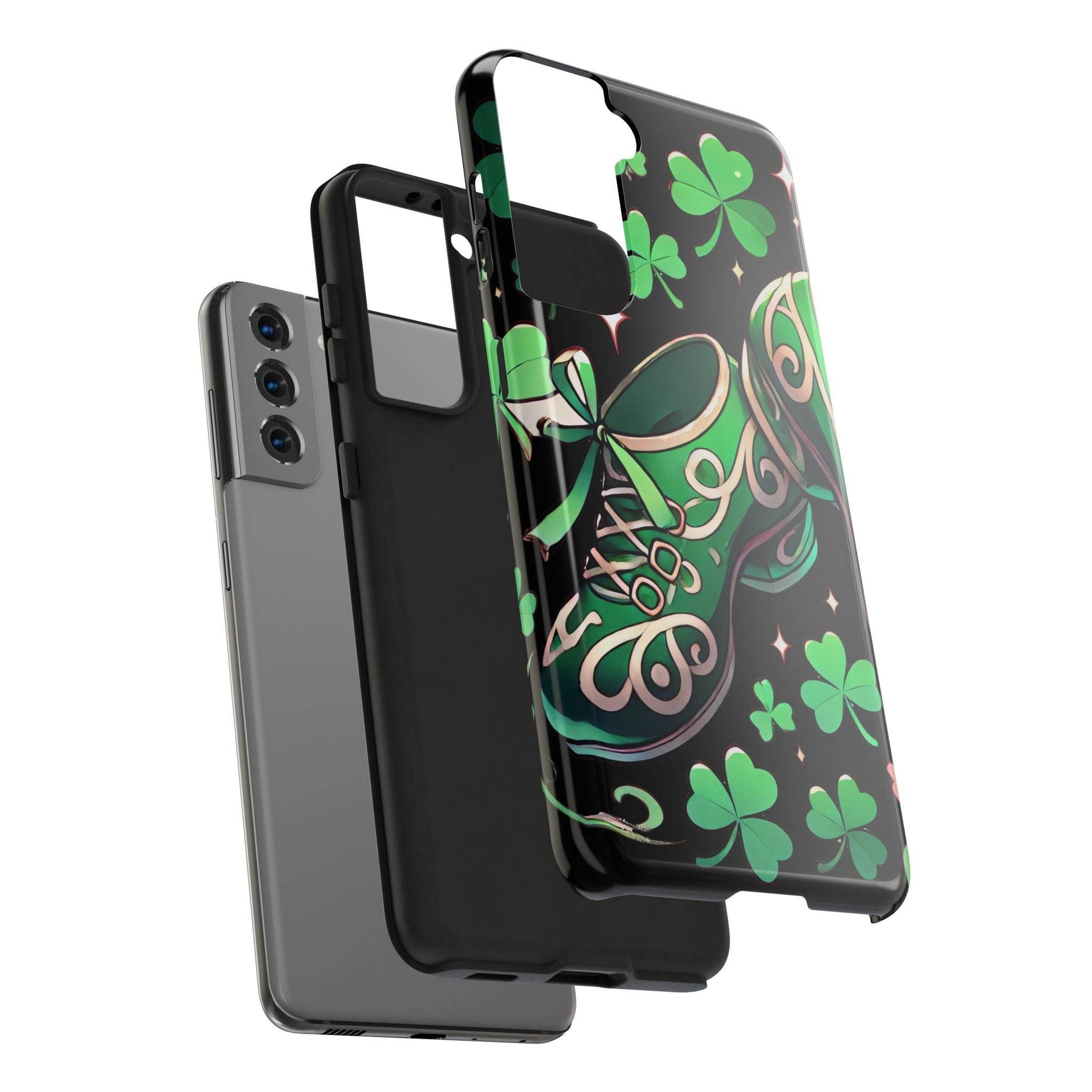 Irish Dance Shoe Tough Phone Case - St. Patrick's Day Gift, Protective Cover, Irish Dance Lover Phone Accessory, Celtic Dance Shoes Case - Little Flower Farm