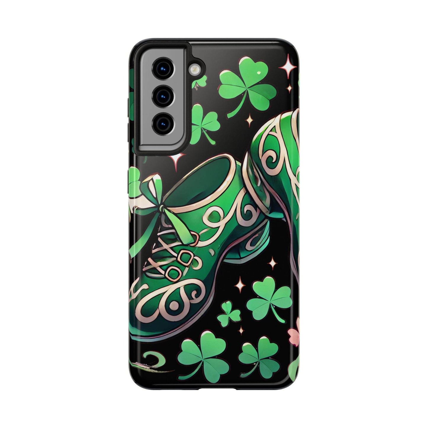 Irish Dance Shoe Tough Phone Case - St. Patrick's Day Gift, Protective Cover, Irish Dance Lover Phone Accessory, Celtic Dance Shoes Case - Little Flower Farm