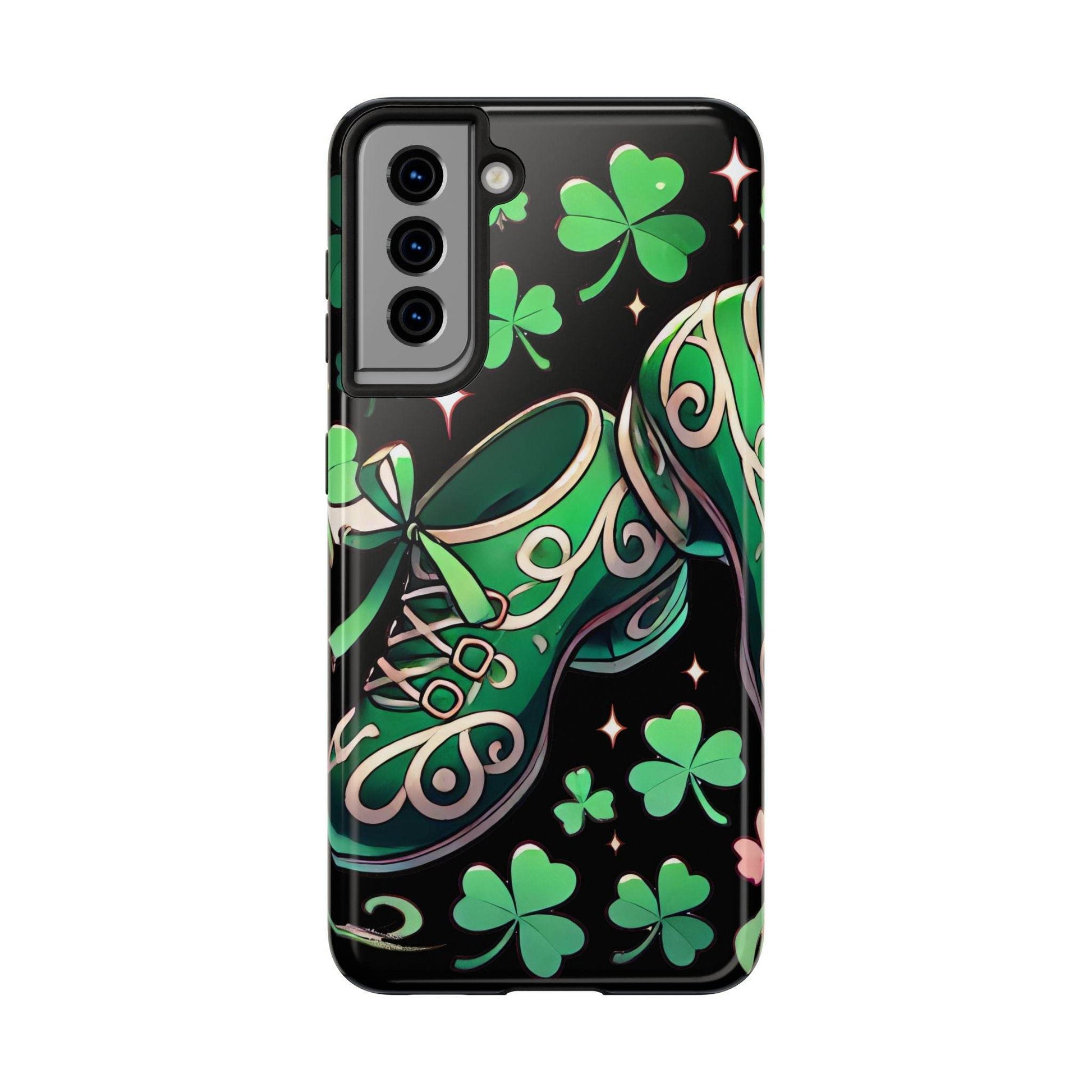 Irish Dance Shoe Tough Phone Case - St. Patrick's Day Gift, Protective Cover, Irish Dance Lover Phone Accessory, Celtic Dance Shoes Case - Little Flower Farm
