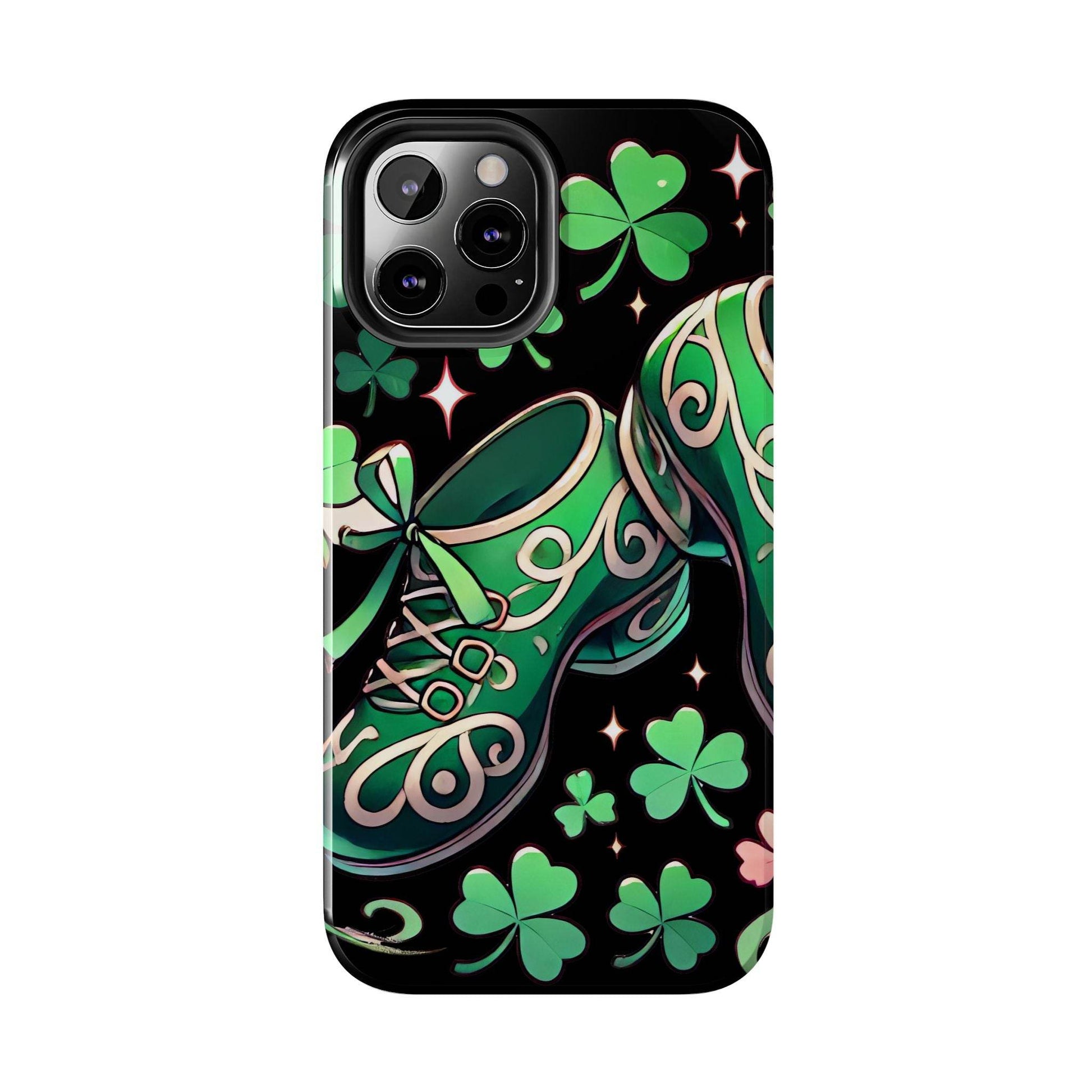 Irish Dance Shoe Tough Phone Case - St. Patrick's Day Gift, Protective Cover, Irish Dance Lover Phone Accessory, Celtic Dance Shoes Case - Little Flower Farm
