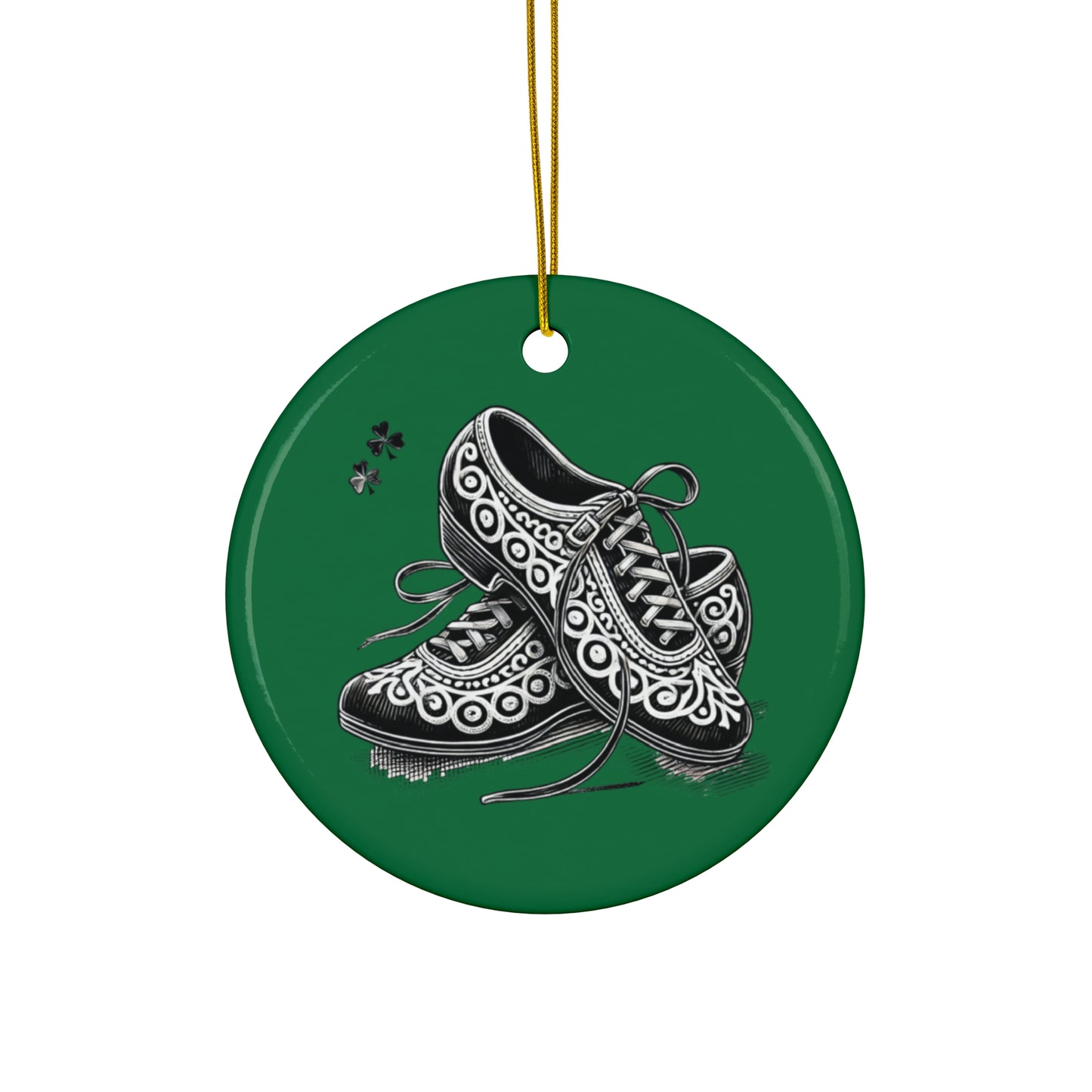 Irish Dance Shoe Themed Ceramic Ornament, 4 Shapes