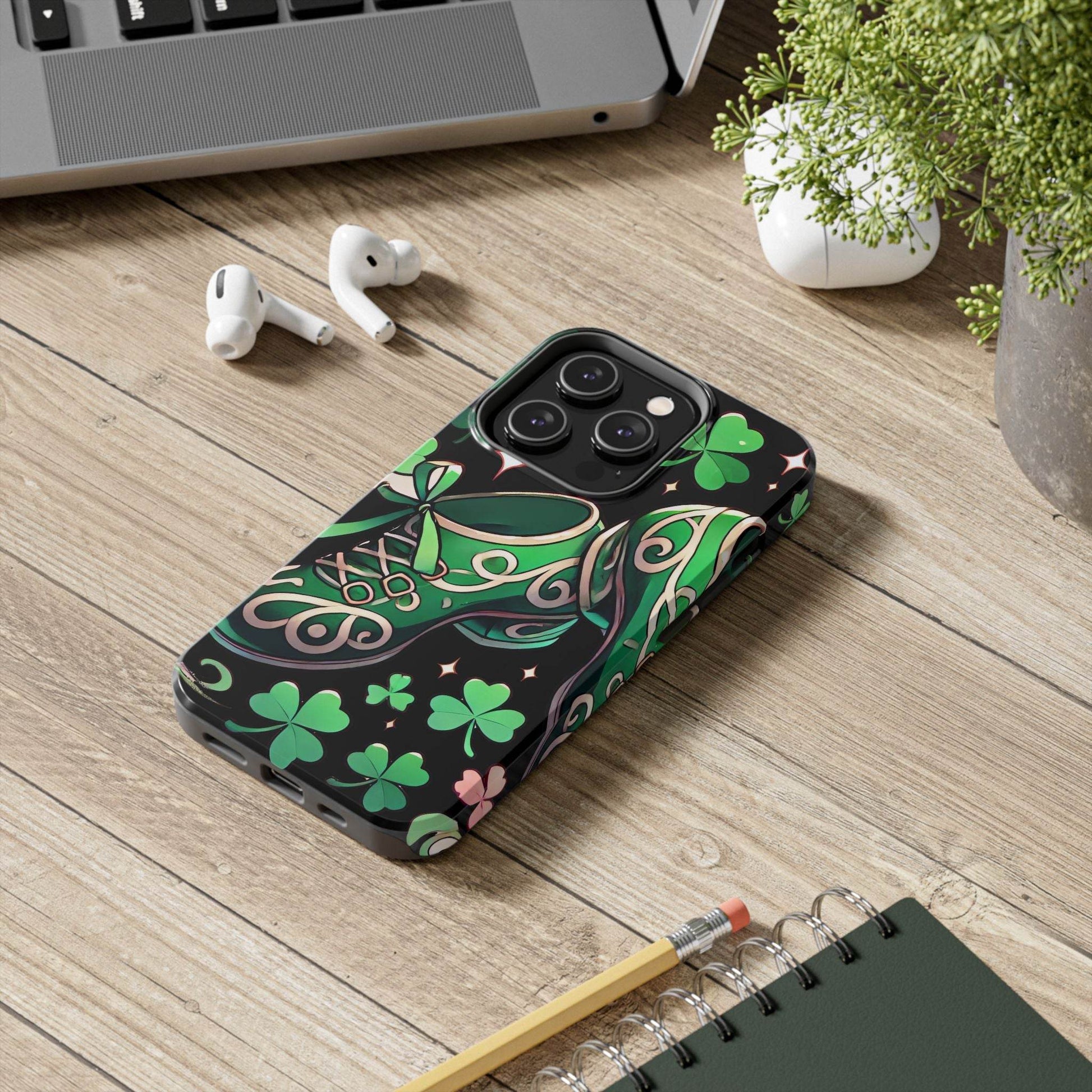 Irish Dance Shoe Tough Phone Case - St. Patrick's Day Gift, Protective Cover, Irish Dance Lover Phone Accessory, Celtic Dance Shoes Case - Little Flower Farm