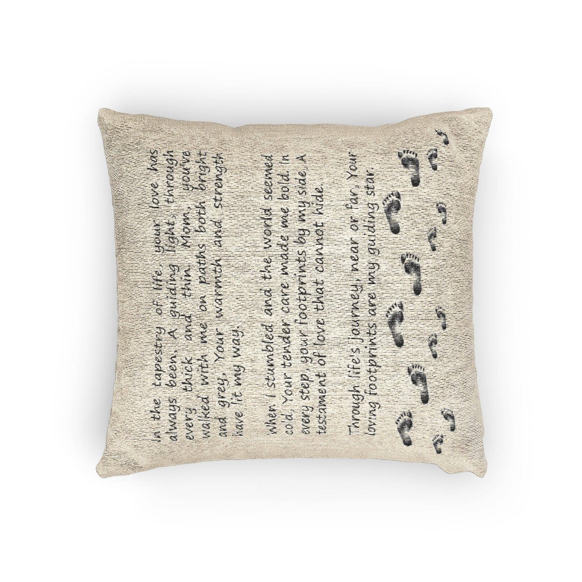 Woven Pillow - Touching Poem for Mom, Heirloom Keepsake, Mother's Day Gift, Home Decor, Bed Pillow - Little Flower Farm