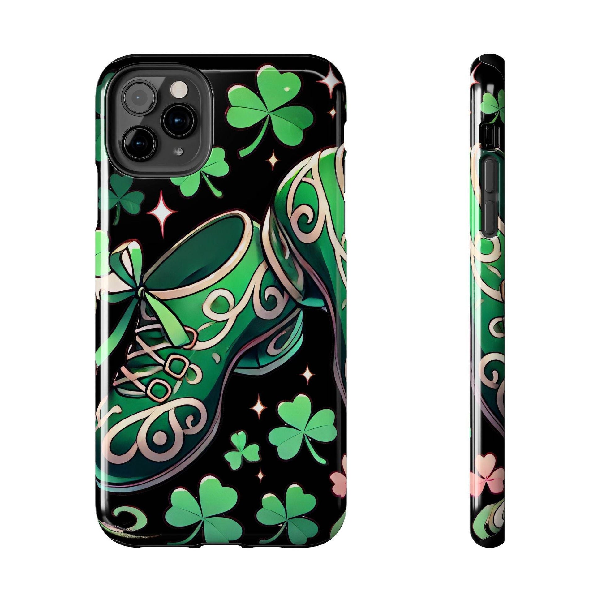 Irish Dance Shoe Tough Phone Case - St. Patrick's Day Gift, Protective Cover, Irish Dance Lover Phone Accessory, Celtic Dance Shoes Case - Little Flower Farm