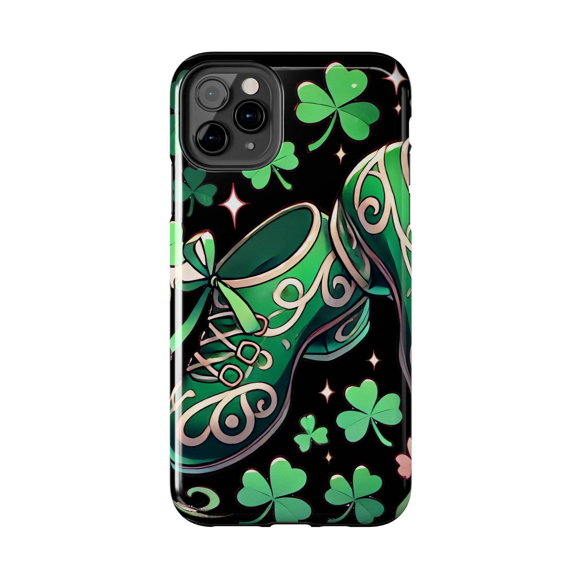Irish Dance Shoe Tough Phone Case - St. Patrick's Day Gift, Protective Cover, Irish Dance Lover Phone Accessory, Celtic Dance Shoes Case - Little Flower Farm