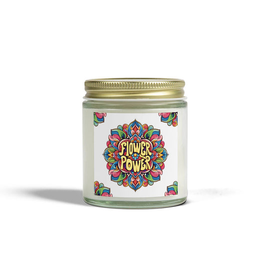 Flower Power Scented Candles - Coconut Apricot Wax, 4oz, Relaxing Home Fragrance, Aromatherapy Candle, Gift for Her, Stress Relief Candle - Little Flower Farm
