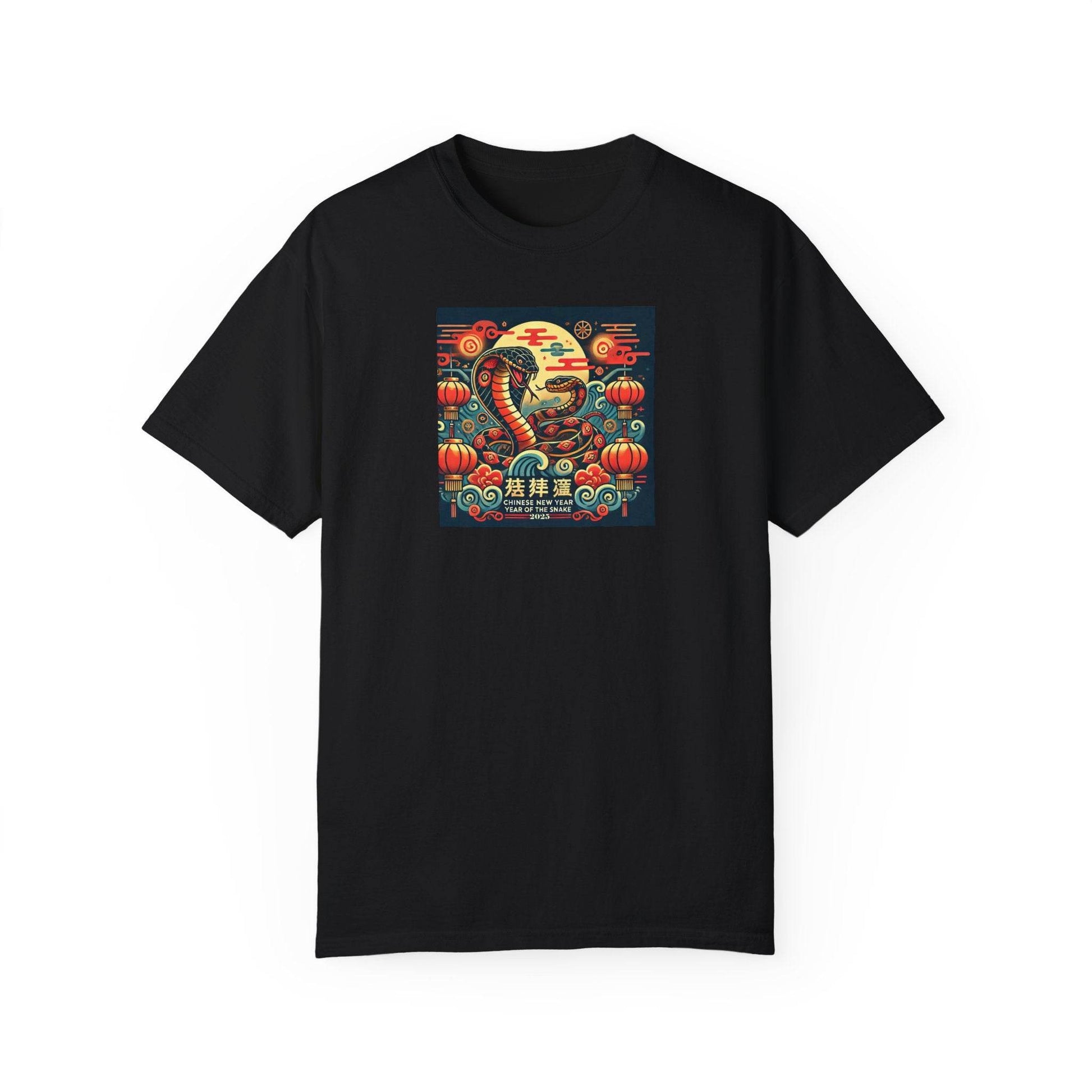 Chinese Year of the Snake New Year 2025 Unisex Garment-Dyed T-shirt, Year of the Snake Tee, Chinese Zodiac Shirt, Lunar New Year Top, Animal - Little Flower Farm