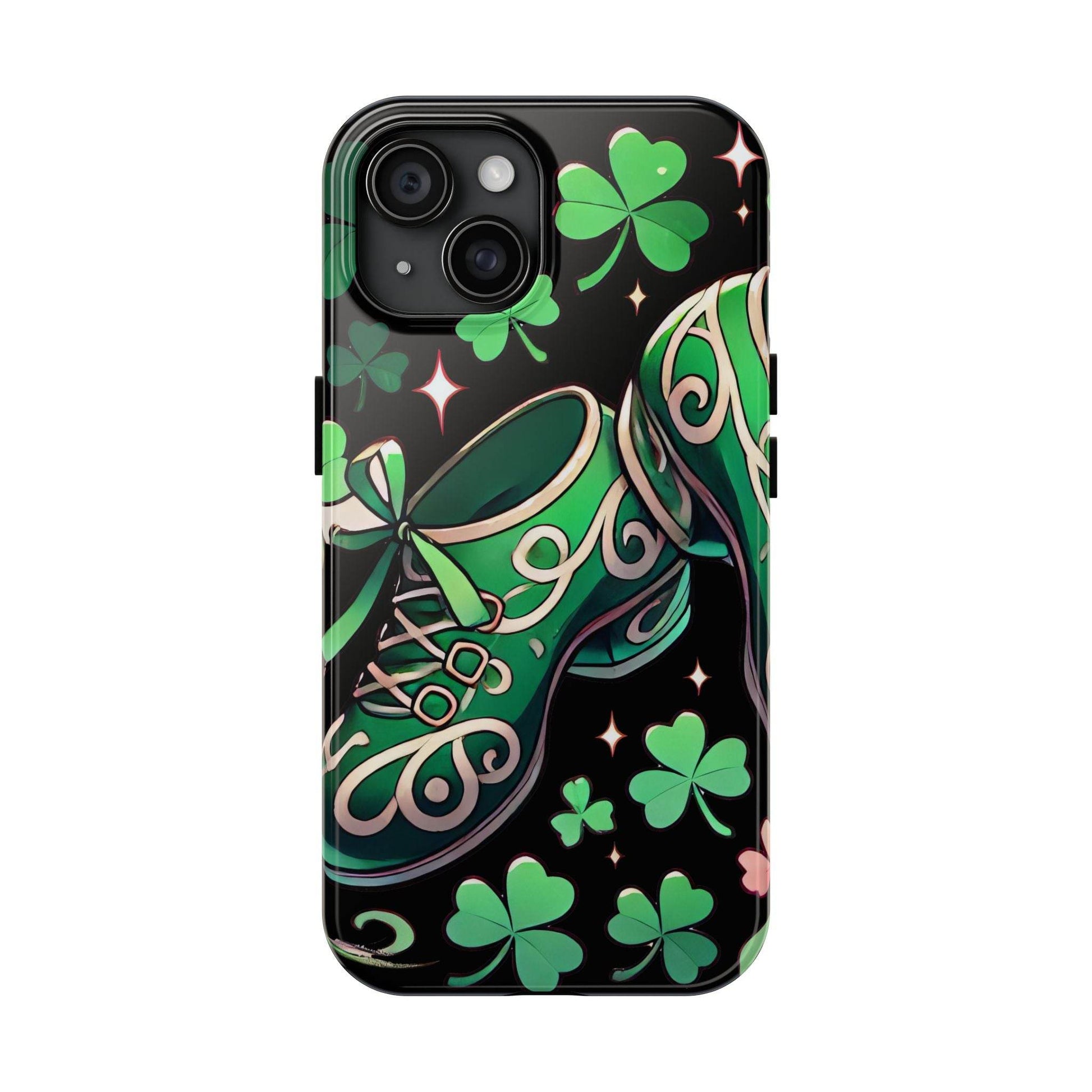 Irish Dance Shoe Tough Phone Case - St. Patrick's Day Gift, Protective Cover, Irish Dance Lover Phone Accessory, Celtic Dance Shoes Case - Little Flower Farm