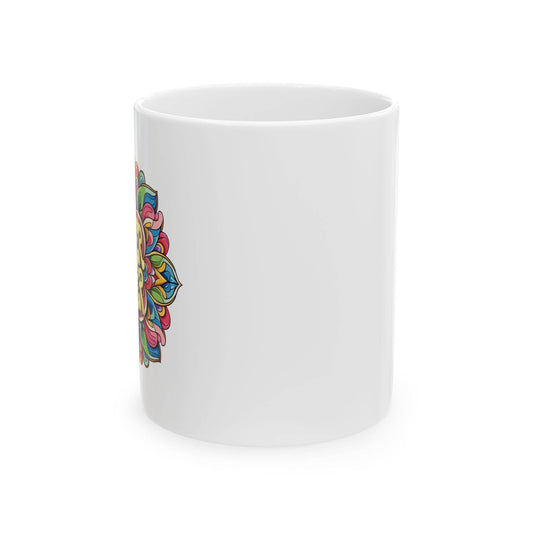 Flower Power Ceramic Mug, Colorful Floral Coffee Cup for Nature Lovers, Kitchen Decor, Gift for Her, Boho Tea Mug, Unique Plant Lover Gift, - Little Flower Farm