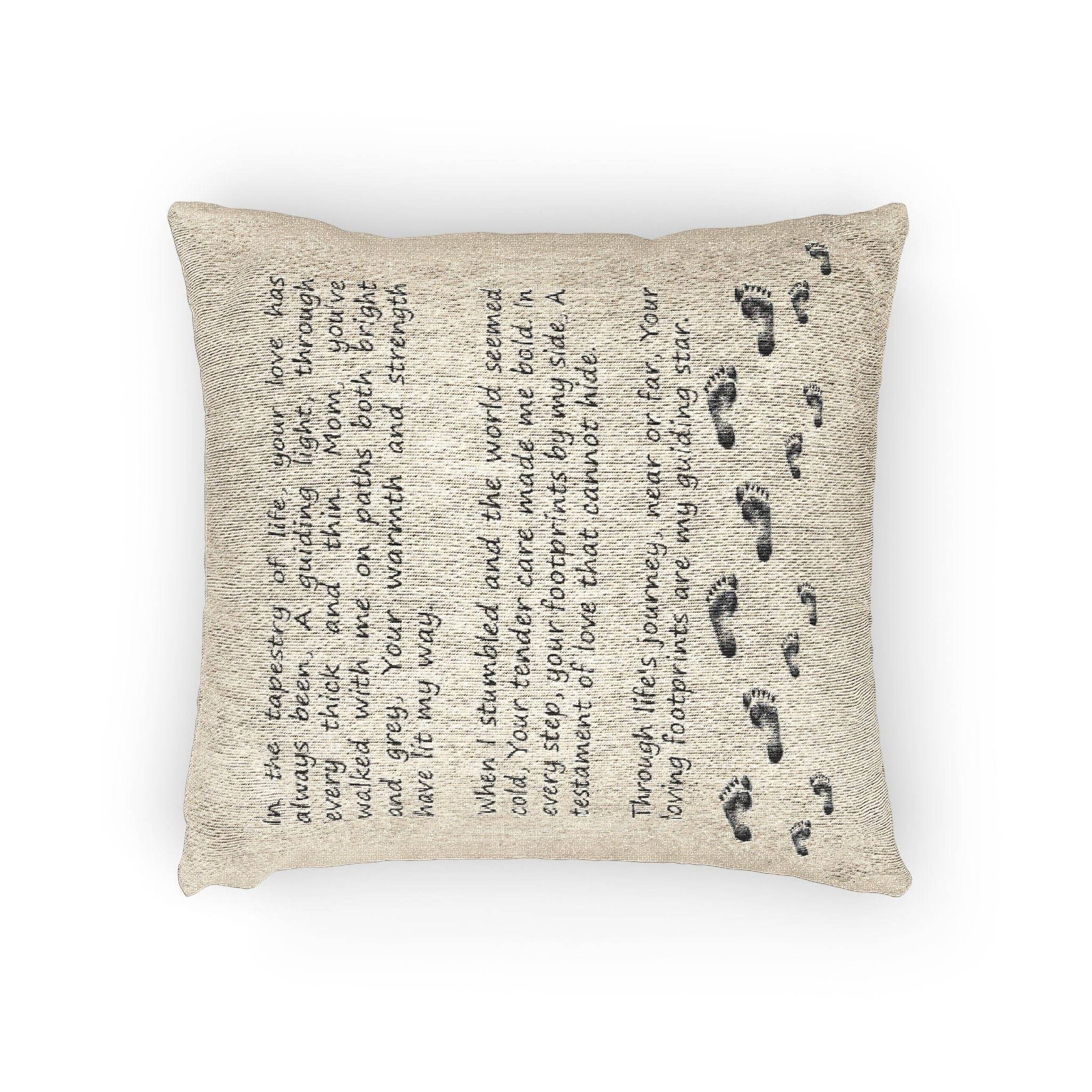 Woven Pillow - Touching Poem for Mom, Heirloom Keepsake, Mother's Day Gift, Home Decor, Bed Pillow - Little Flower Farm
