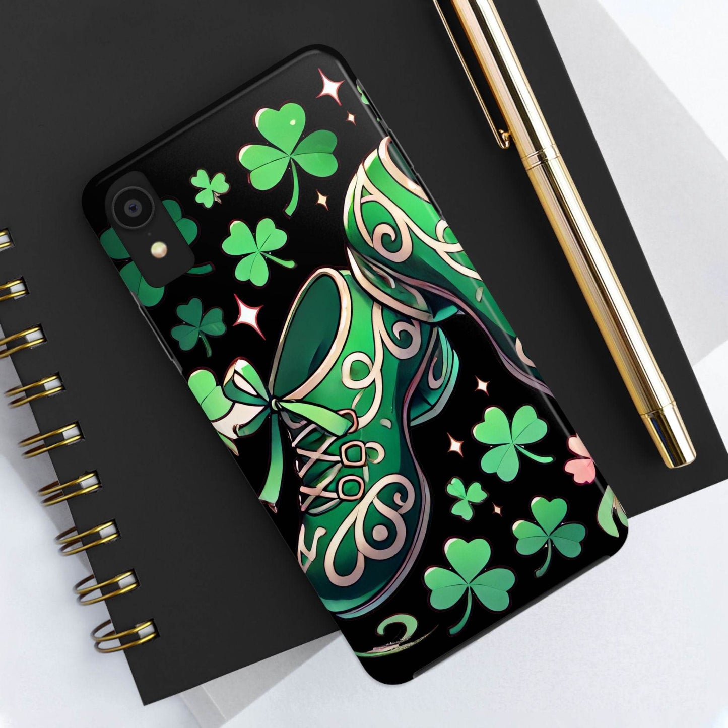 Irish Dance Shoe Tough Phone Case - St. Patrick's Day Gift, Protective Cover, Irish Dance Lover Phone Accessory, Celtic Dance Shoes Case - Little Flower Farm