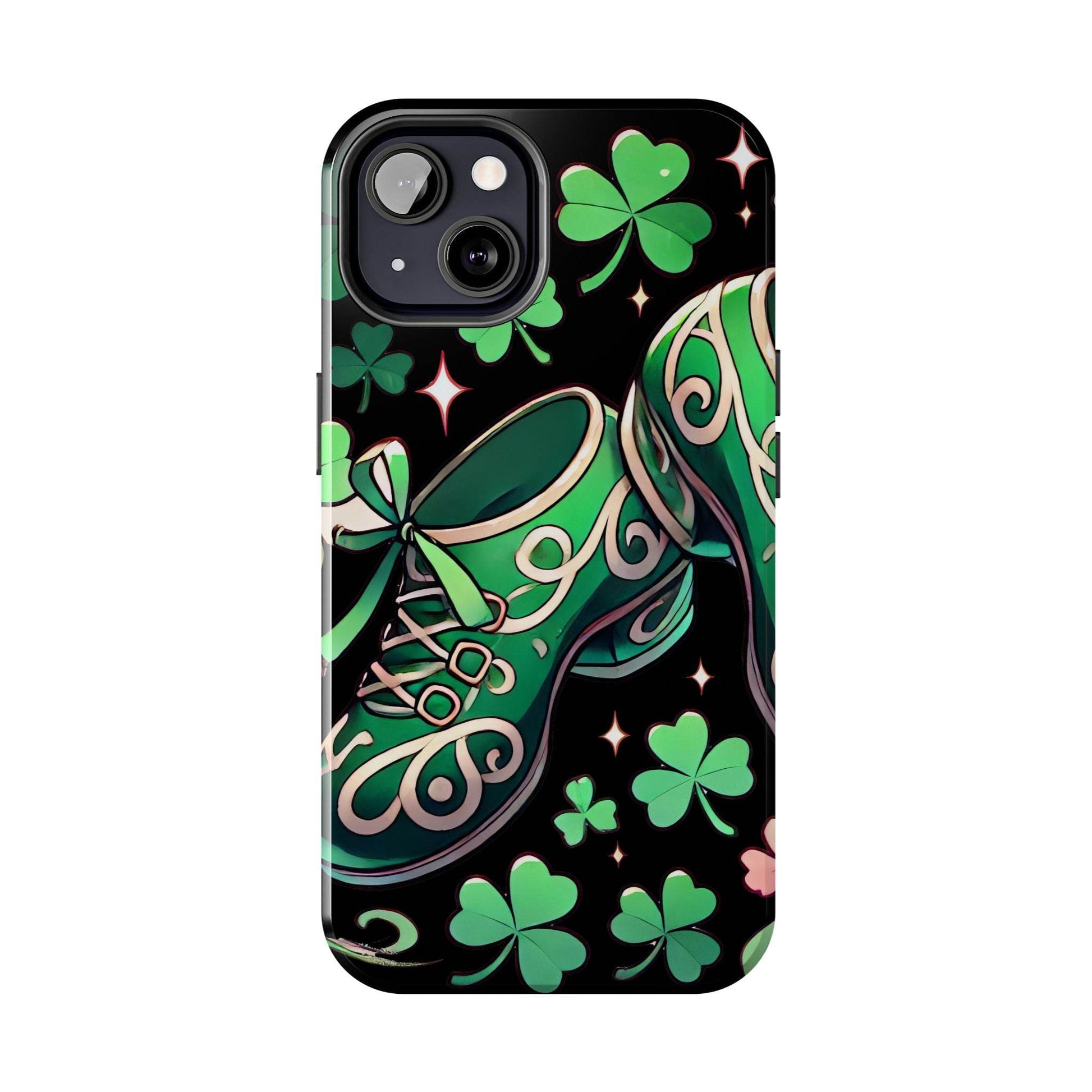 Irish Dance Shoe Tough Phone Case - St. Patrick's Day Gift, Protective Cover, Irish Dance Lover Phone Accessory, Celtic Dance Shoes Case - Little Flower Farm