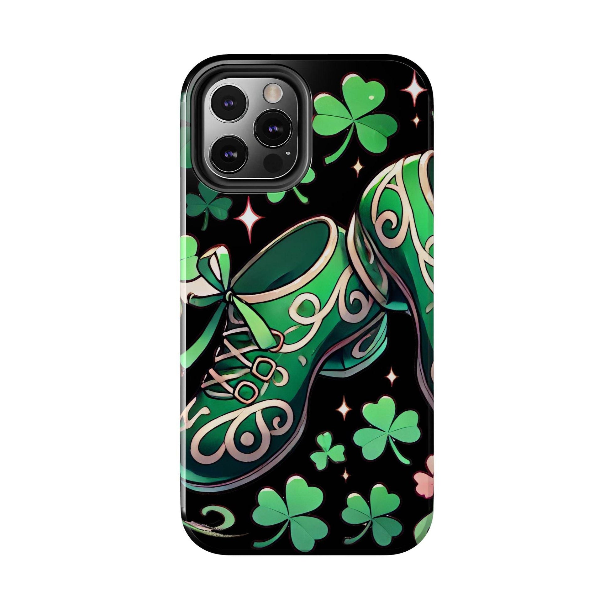 Irish Dance Shoe Tough Phone Case - St. Patrick's Day Gift, Protective Cover, Irish Dance Lover Phone Accessory, Celtic Dance Shoes Case - Little Flower Farm