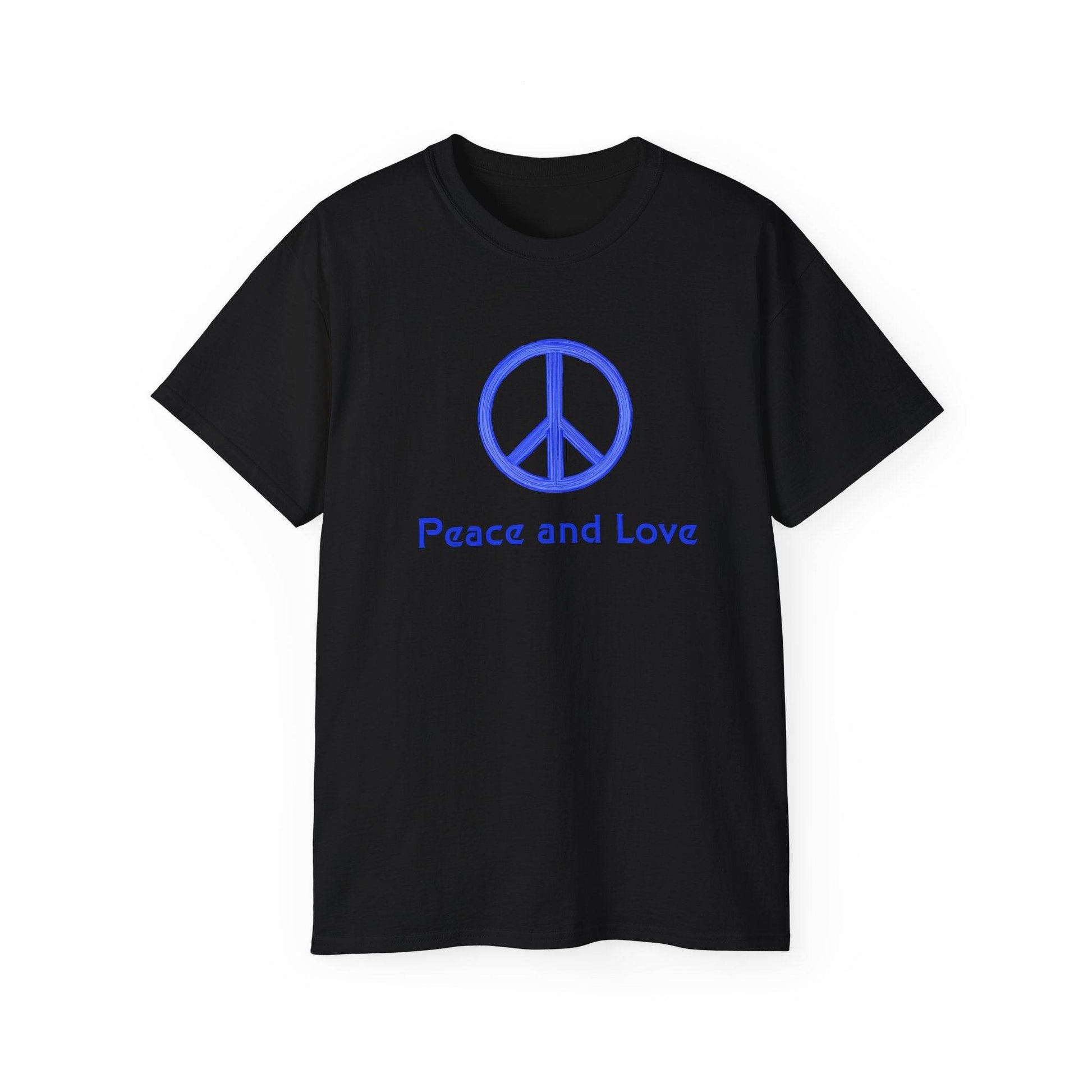 Peace and Love Ladies' 100% Cotton T-Shirt, Global Peace Tee, No Fighting Shirt, Peace Symbol Top, V-Neck Peace Typography Tee - Little Flower Farm