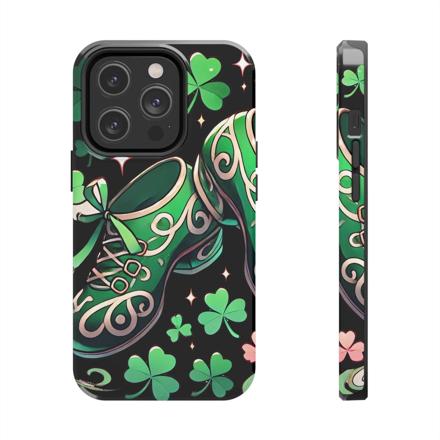 Irish Dance Shoe Tough Phone Case - St. Patrick's Day Gift, Protective Cover, Irish Dance Lover Phone Accessory, Celtic Dance Shoes Case - Little Flower Farm