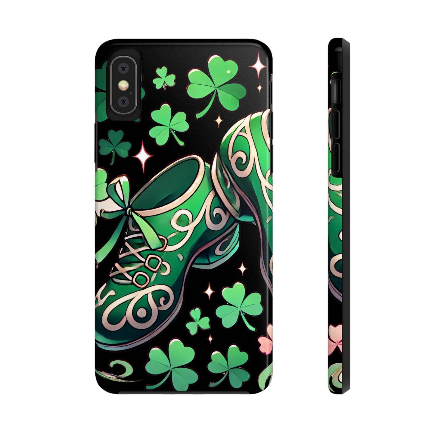 Irish Dance Shoe Tough Phone Case - St. Patrick's Day Gift, Protective Cover, Irish Dance Lover Phone Accessory, Celtic Dance Shoes Case - Little Flower Farm