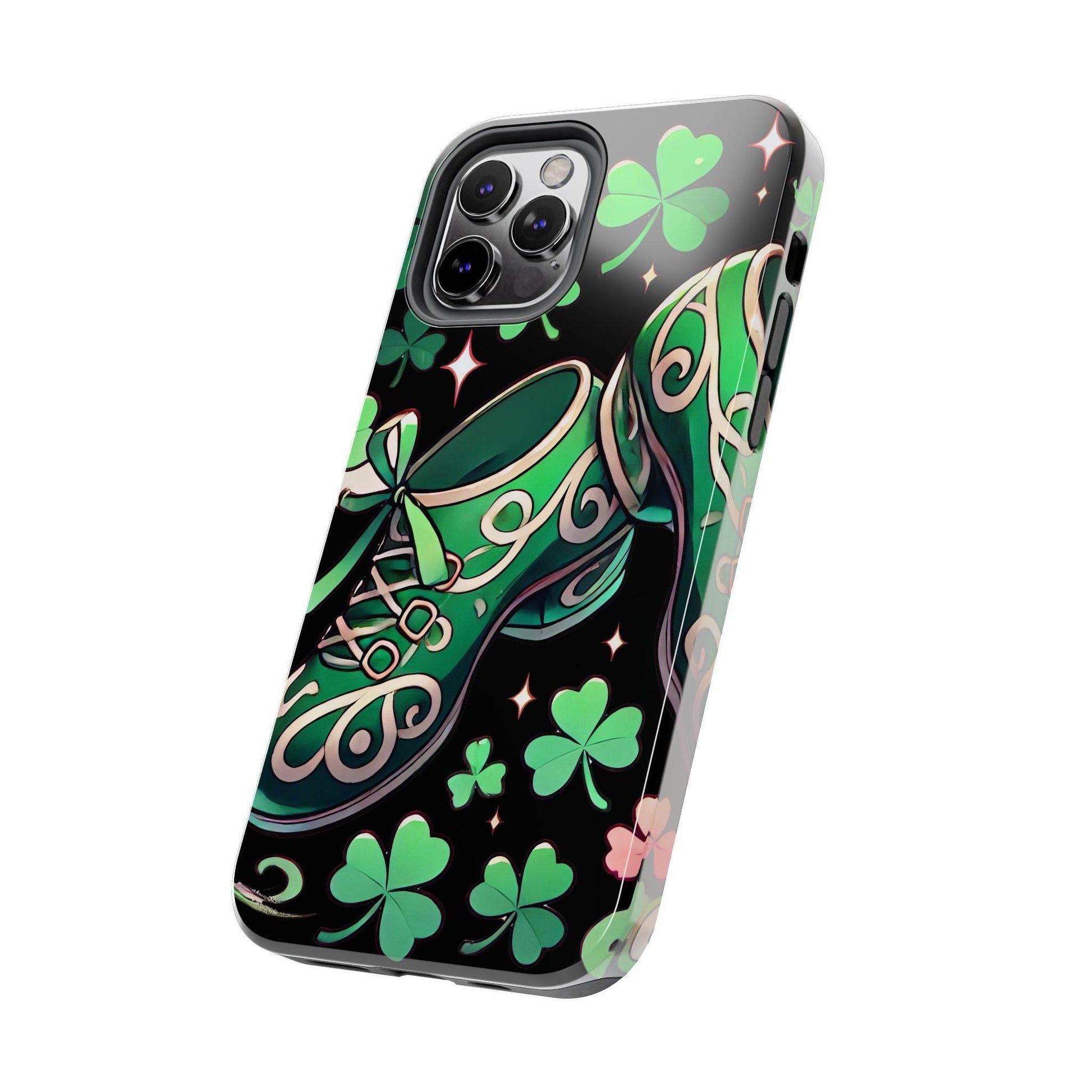Irish Dance Shoe Tough Phone Case - St. Patrick's Day Gift, Protective Cover, Irish Dance Lover Phone Accessory, Celtic Dance Shoes Case - Little Flower Farm