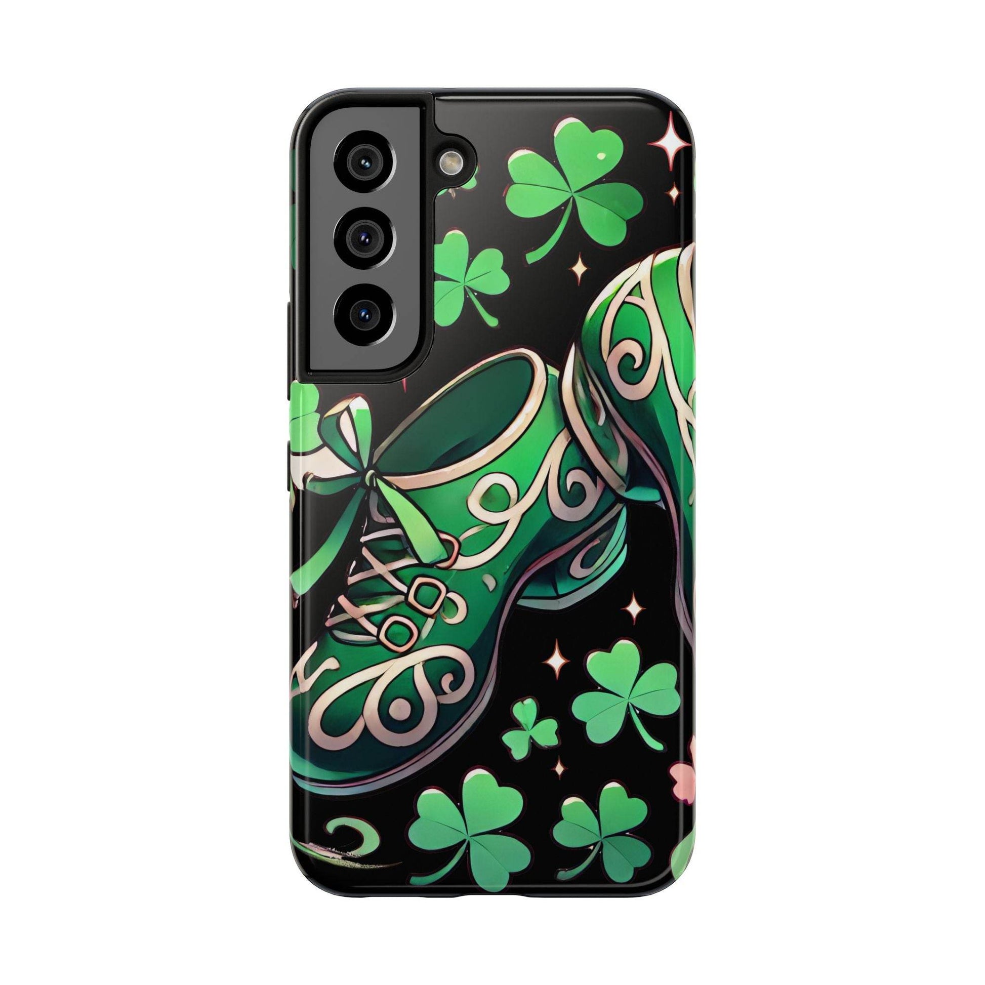 Irish Dance Shoe Tough Phone Case - St. Patrick's Day Gift, Protective Cover, Irish Dance Lover Phone Accessory, Celtic Dance Shoes Case - Little Flower Farm