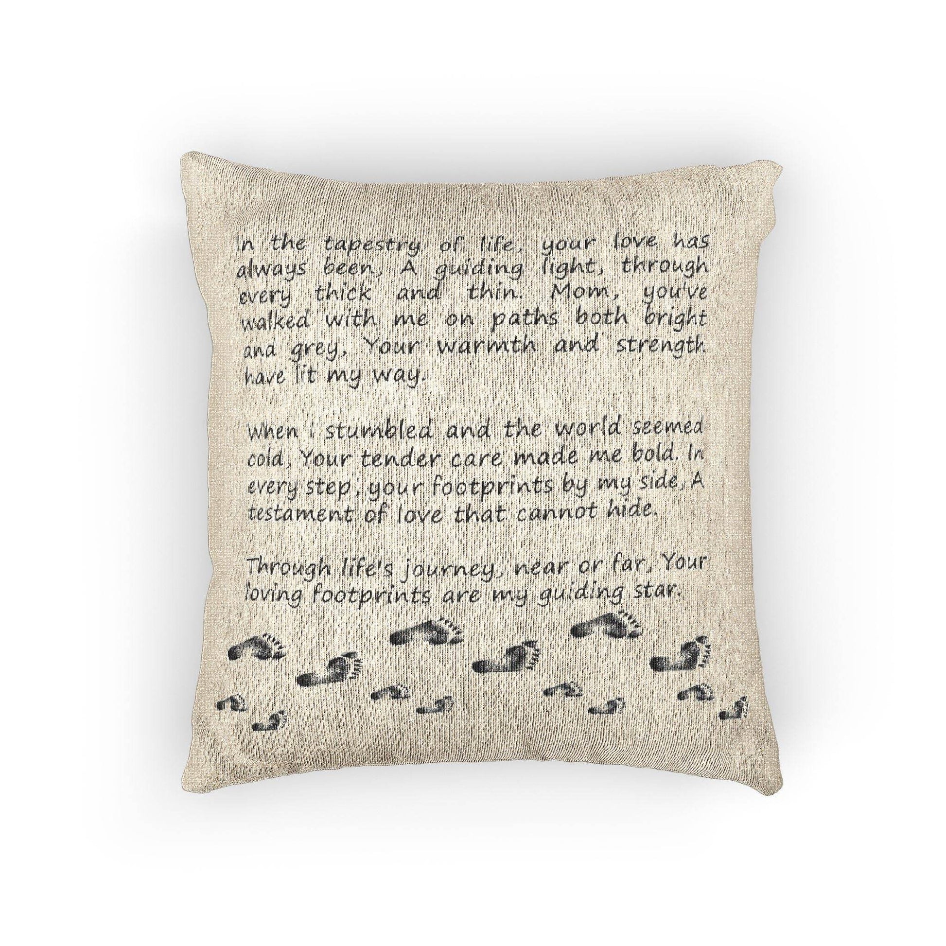 Woven Pillow - Touching Poem for Mom, Heirloom Keepsake, Mother's Day Gift, Home Decor, Bed Pillow - Little Flower Farm