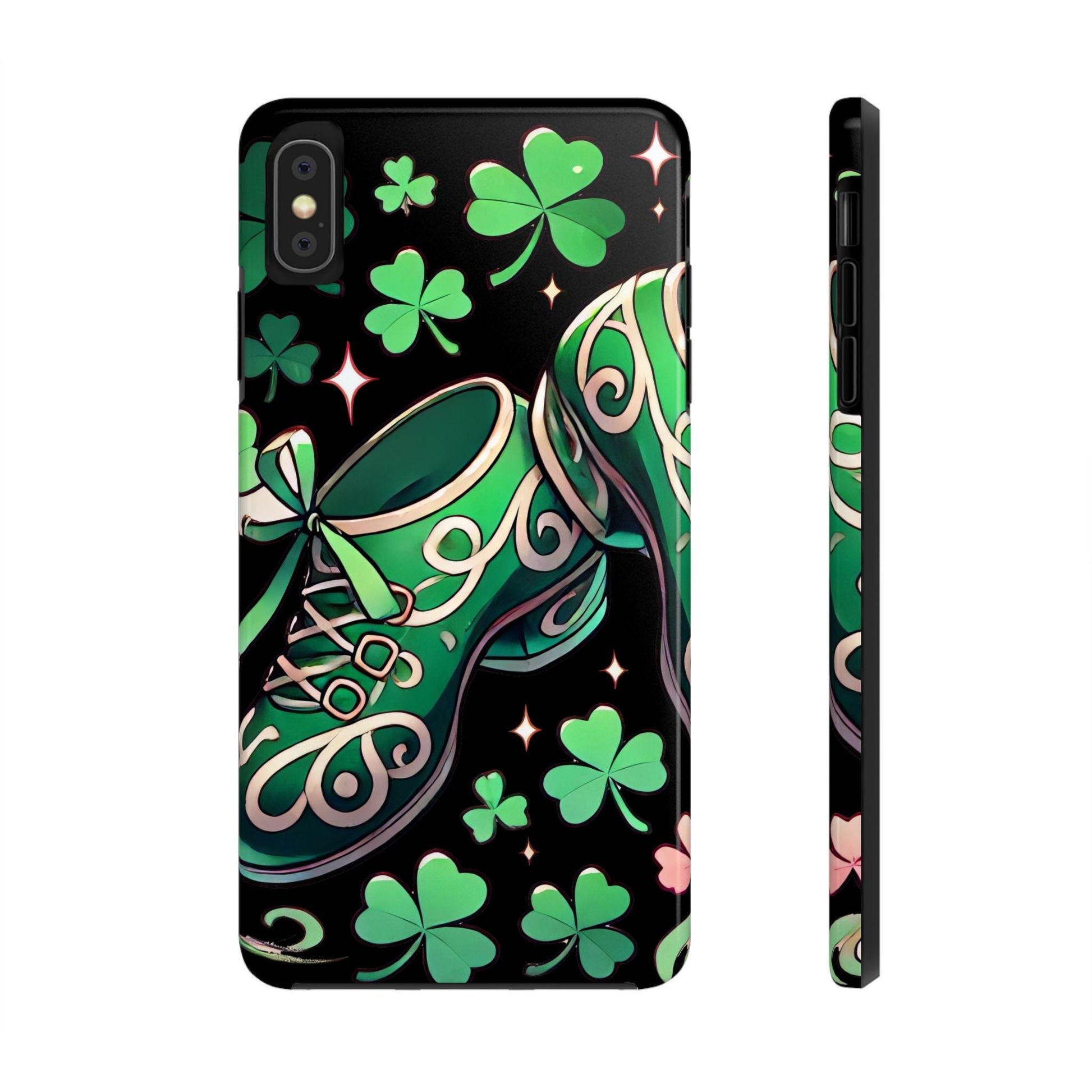 Irish Dance Shoe Tough Phone Case - St. Patrick's Day Gift, Protective Cover, Irish Dance Lover Phone Accessory, Celtic Dance Shoes Case - Little Flower Farm