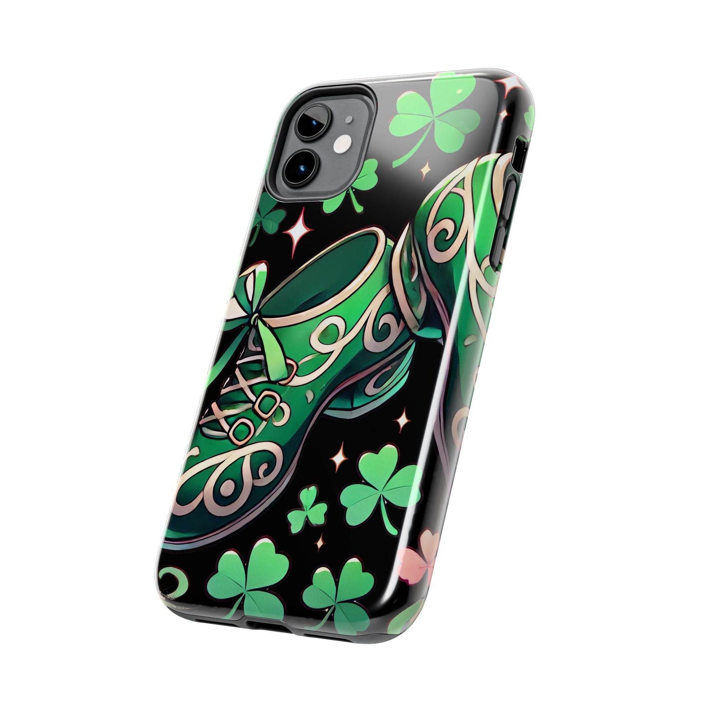 Irish Dance Shoe Tough Phone Case - St. Patrick's Day Gift, Protective Cover, Irish Dance Lover Phone Accessory, Celtic Dance Shoes Case - Little Flower Farm