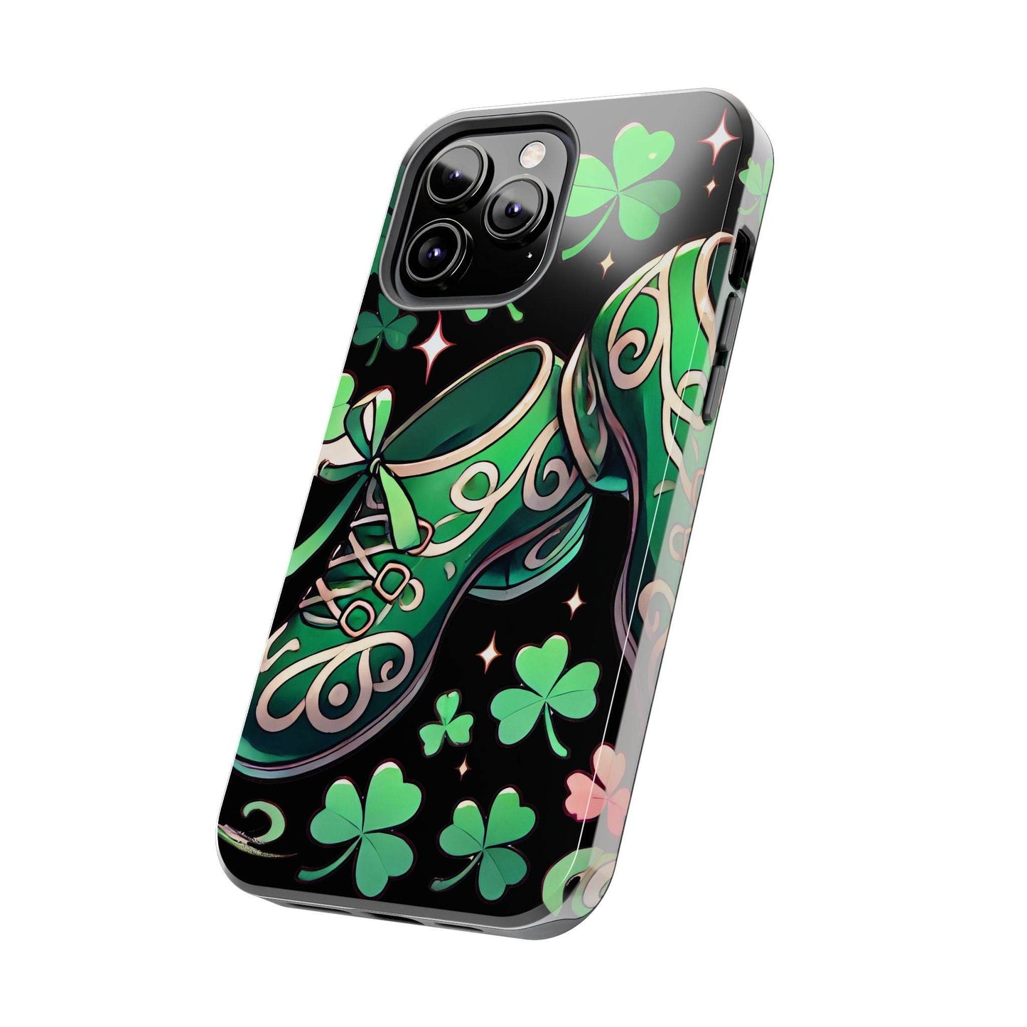 Irish Dance Shoe Tough Phone Case - St. Patrick's Day Gift, Protective Cover, Irish Dance Lover Phone Accessory, Celtic Dance Shoes Case - Little Flower Farm