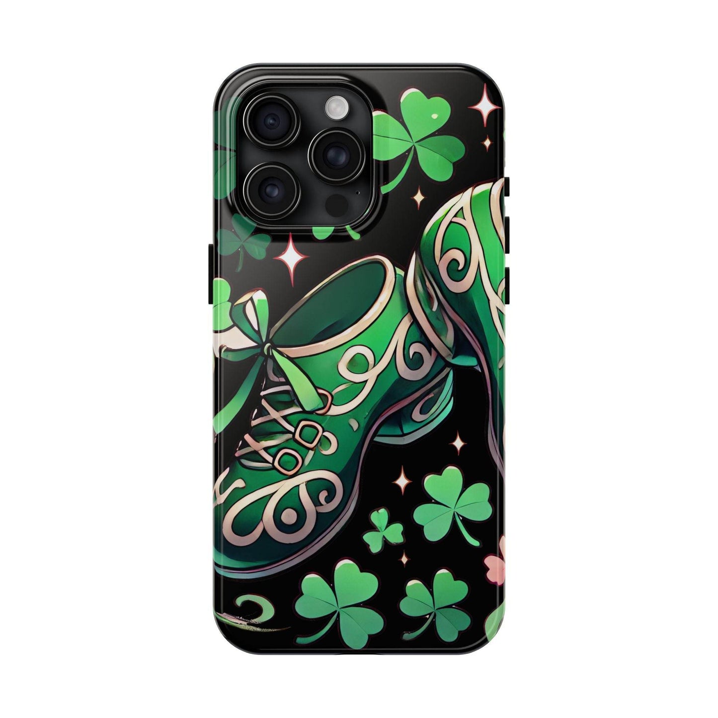 Irish Dance Shoe Tough Phone Case - St. Patrick's Day Gift, Protective Cover, Irish Dance Lover Phone Accessory, Celtic Dance Shoes Case - Little Flower Farm