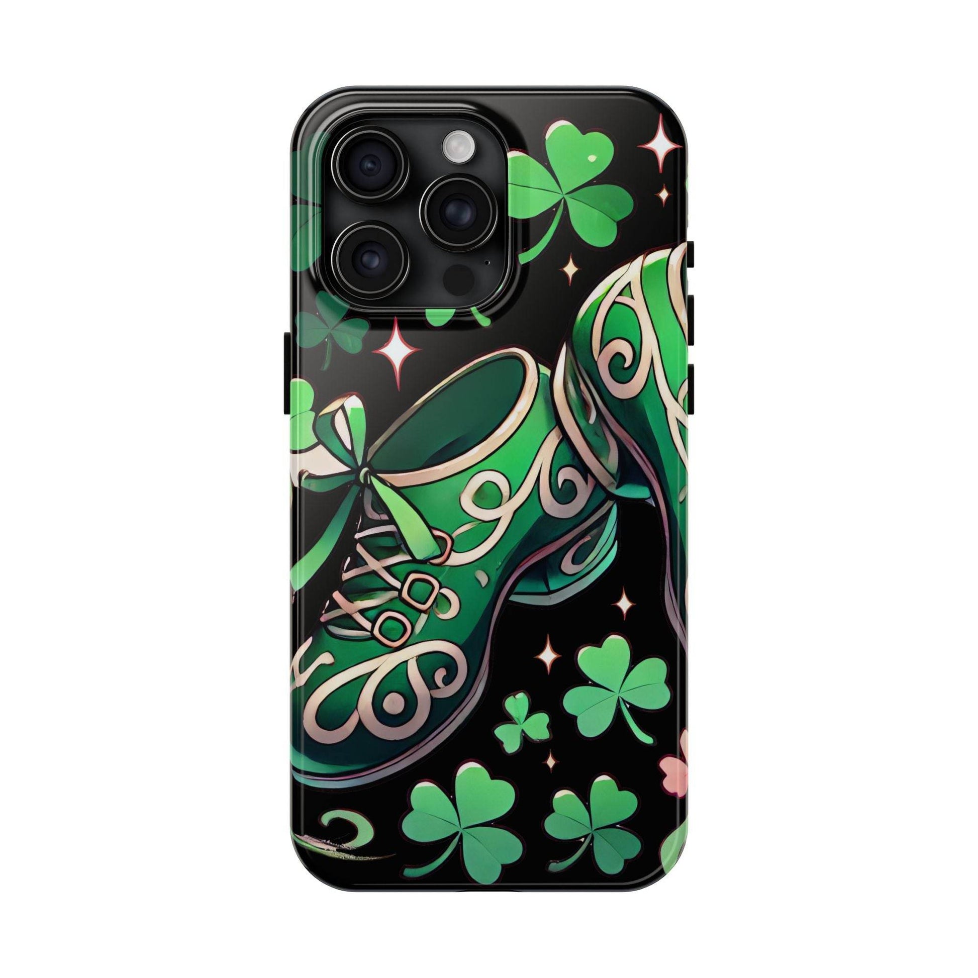 Irish Dance Shoe Tough Phone Case - St. Patrick's Day Gift, Protective Cover, Irish Dance Lover Phone Accessory, Celtic Dance Shoes Case - Little Flower Farm