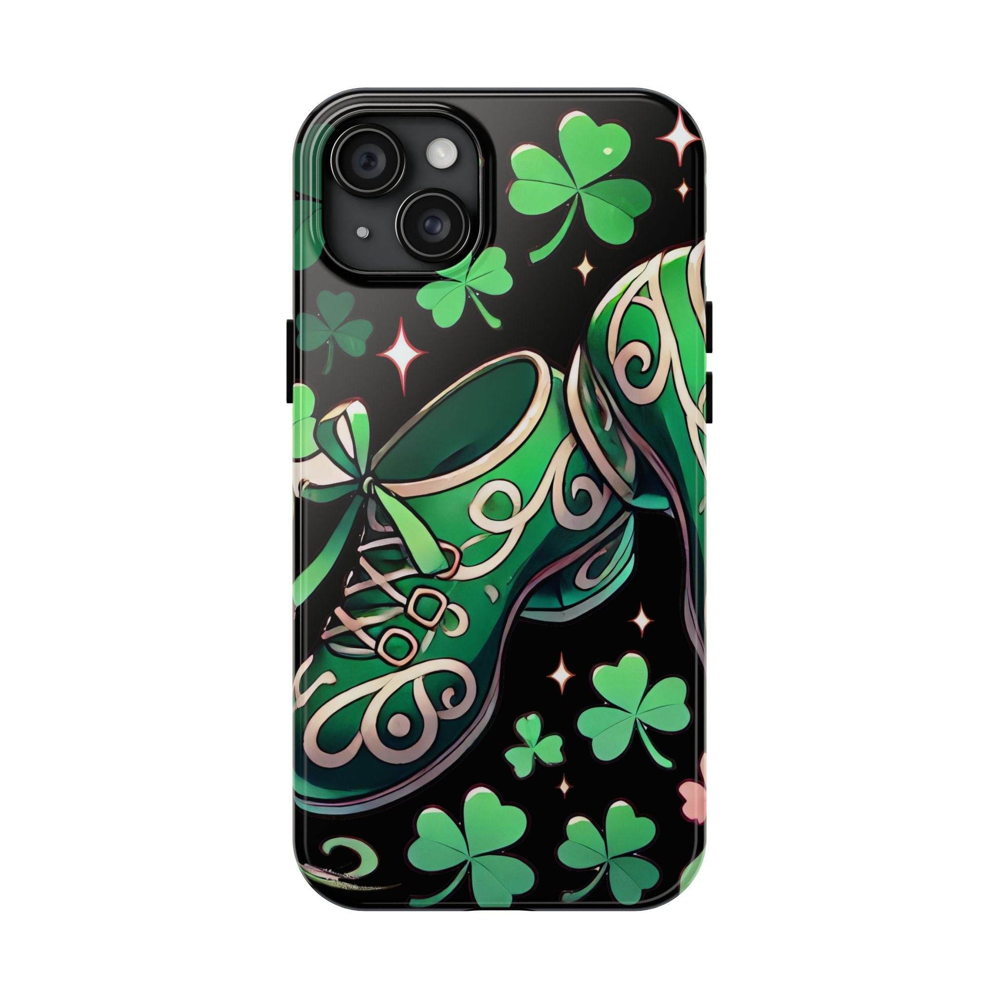 Irish Dance Shoe Tough Phone Case - St. Patrick's Day Gift, Protective Cover, Irish Dance Lover Phone Accessory, Celtic Dance Shoes Case - Little Flower Farm