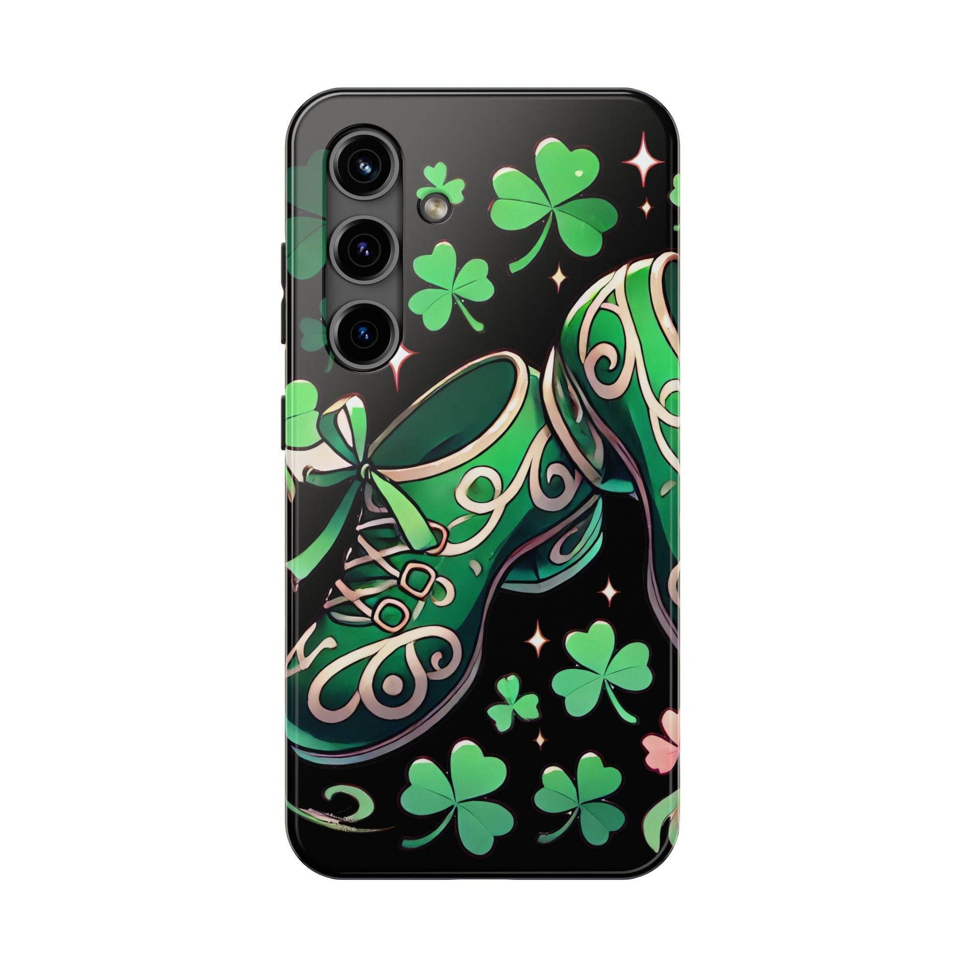 Irish Dance Shoe Tough Phone Case - St. Patrick's Day Gift, Protective Cover, Irish Dance Lover Phone Accessory, Celtic Dance Shoes Case - Little Flower Farm