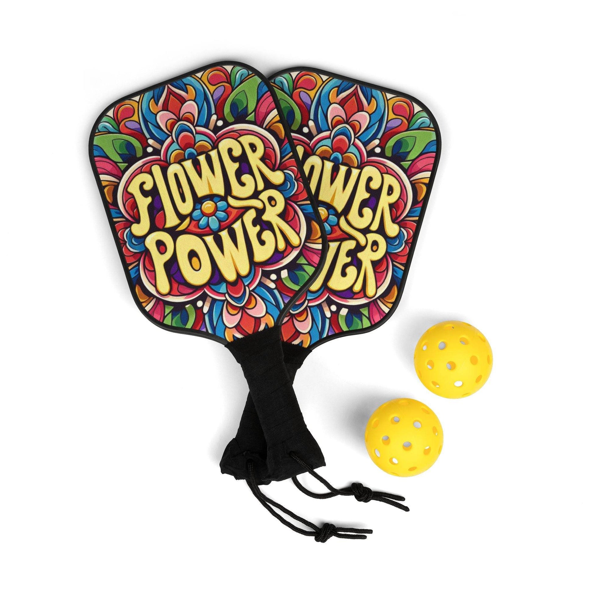 Pickleball Kit, Flower Power Pickleball Set, Hippy Boho Paddle Set, Fun Pickleball Gear, Pickleball Starter Kit - Little Flower Farm