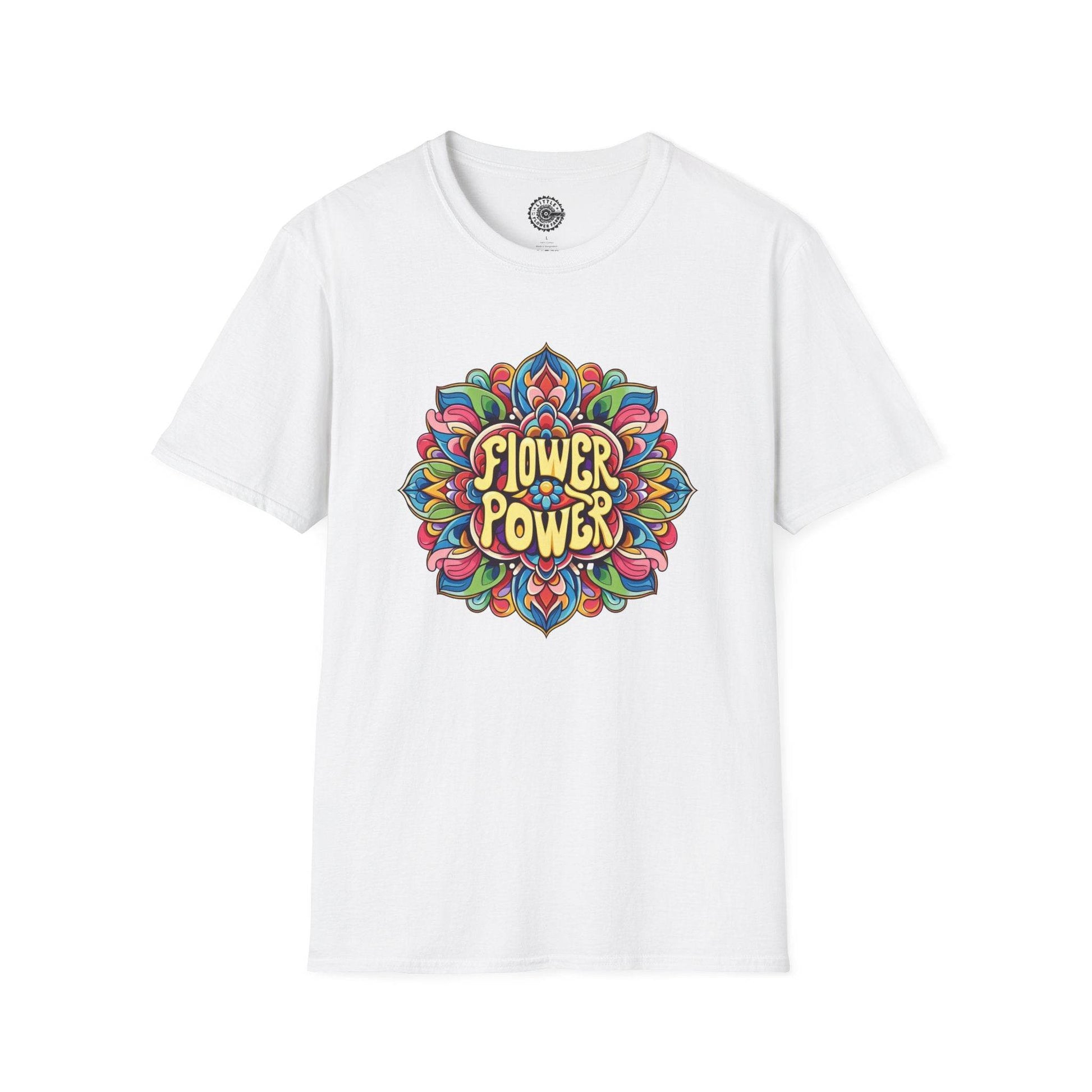 Flower Power Unisex T-Shirt, Floral Print Tee, Hippie Style Shirt, Soft Cotton Top, Boho Chic Fashion - Little Flower Farm